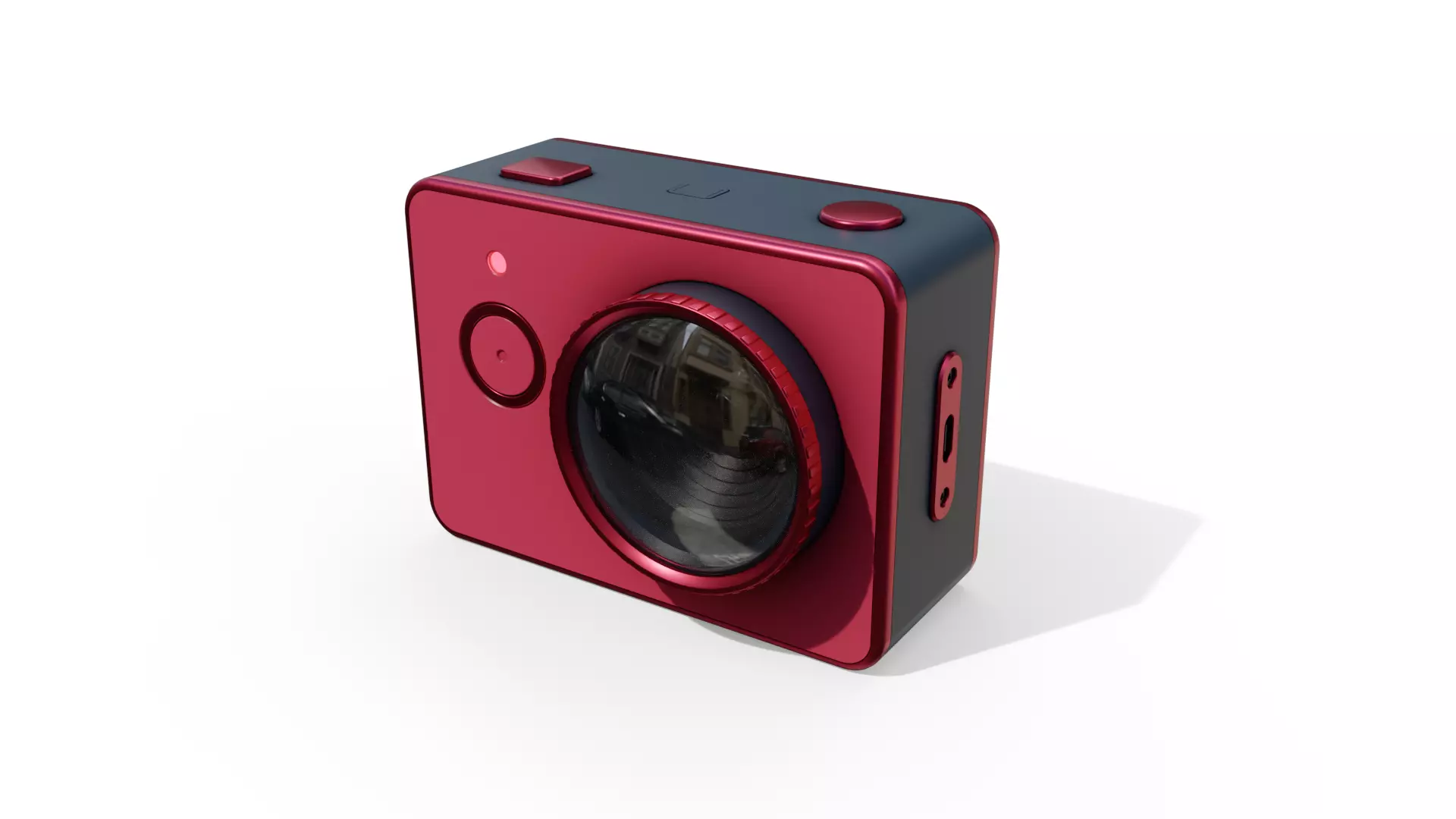 Red Action Camera Low-poly 3D model