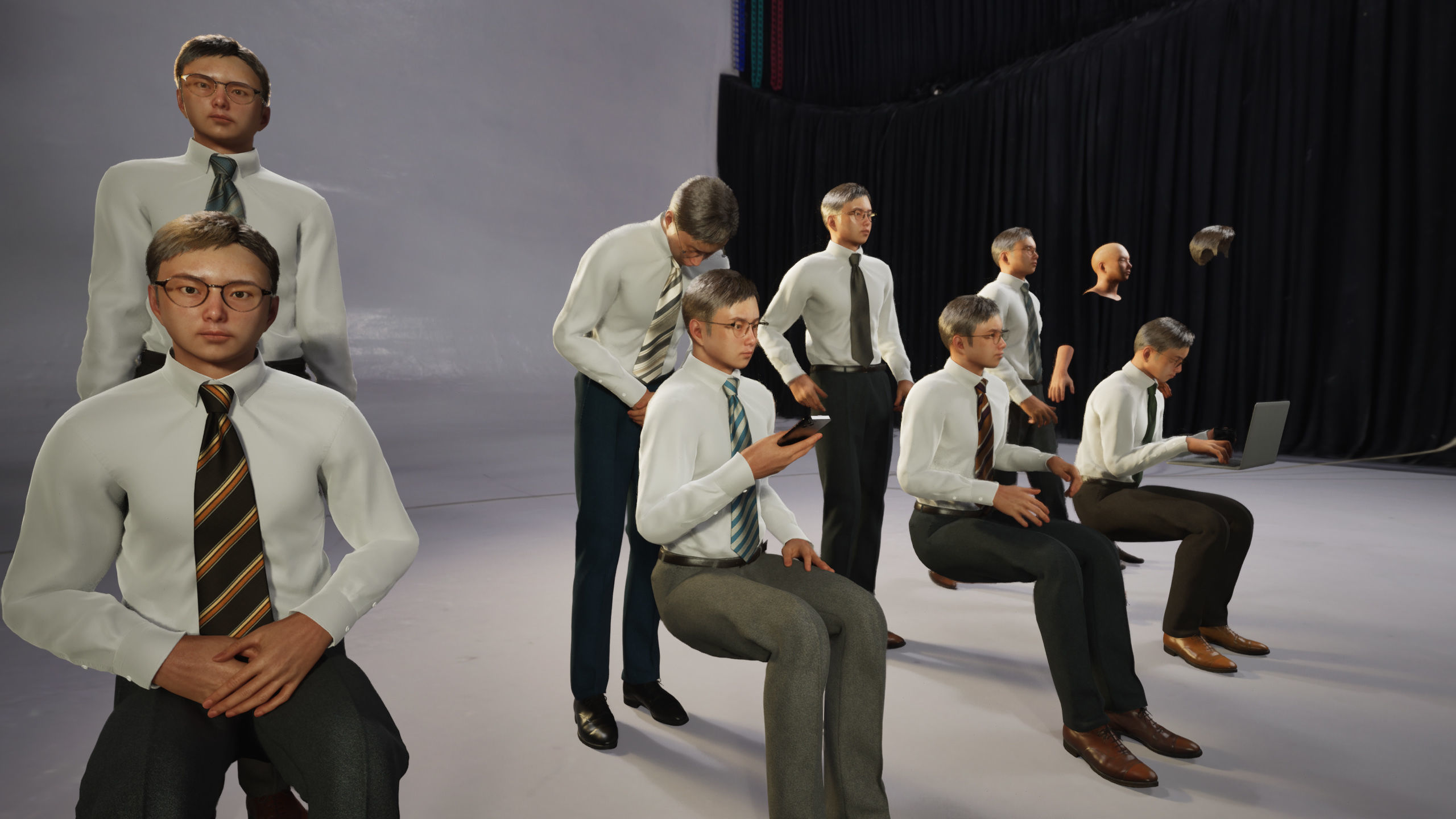 Modular Character - Asian Business Man - MY2 Low-poly 3D model_7