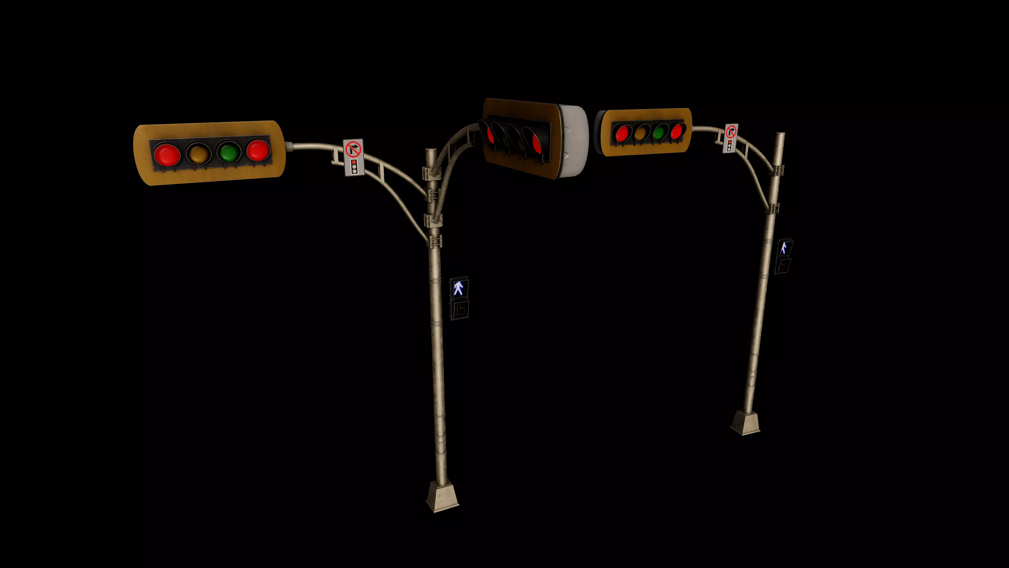 Street Traffic Signal Lights Low-poly 3D model