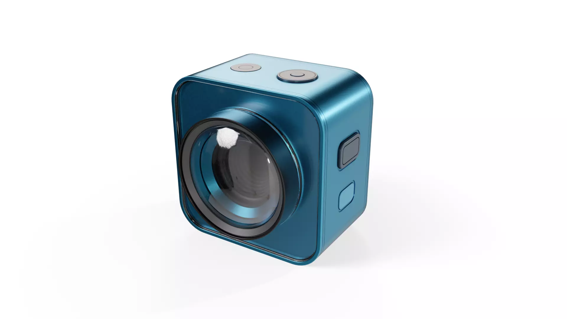 Blue Mini Action Camera Low-poly 3D model_0