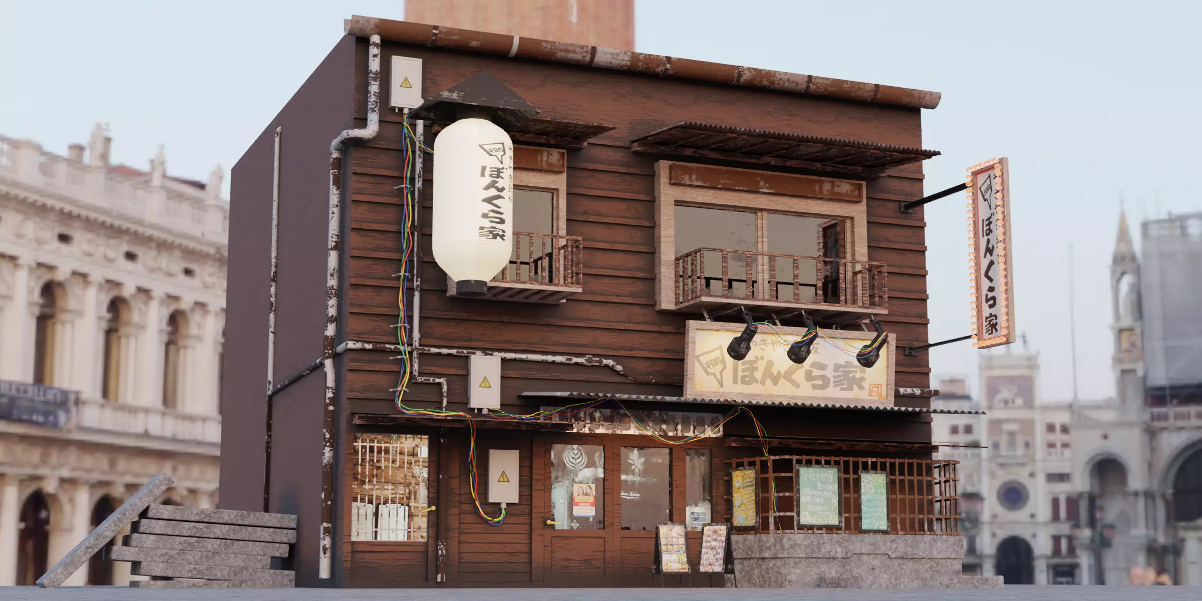 Japanese Shop Scene Low-poly 3D model_0