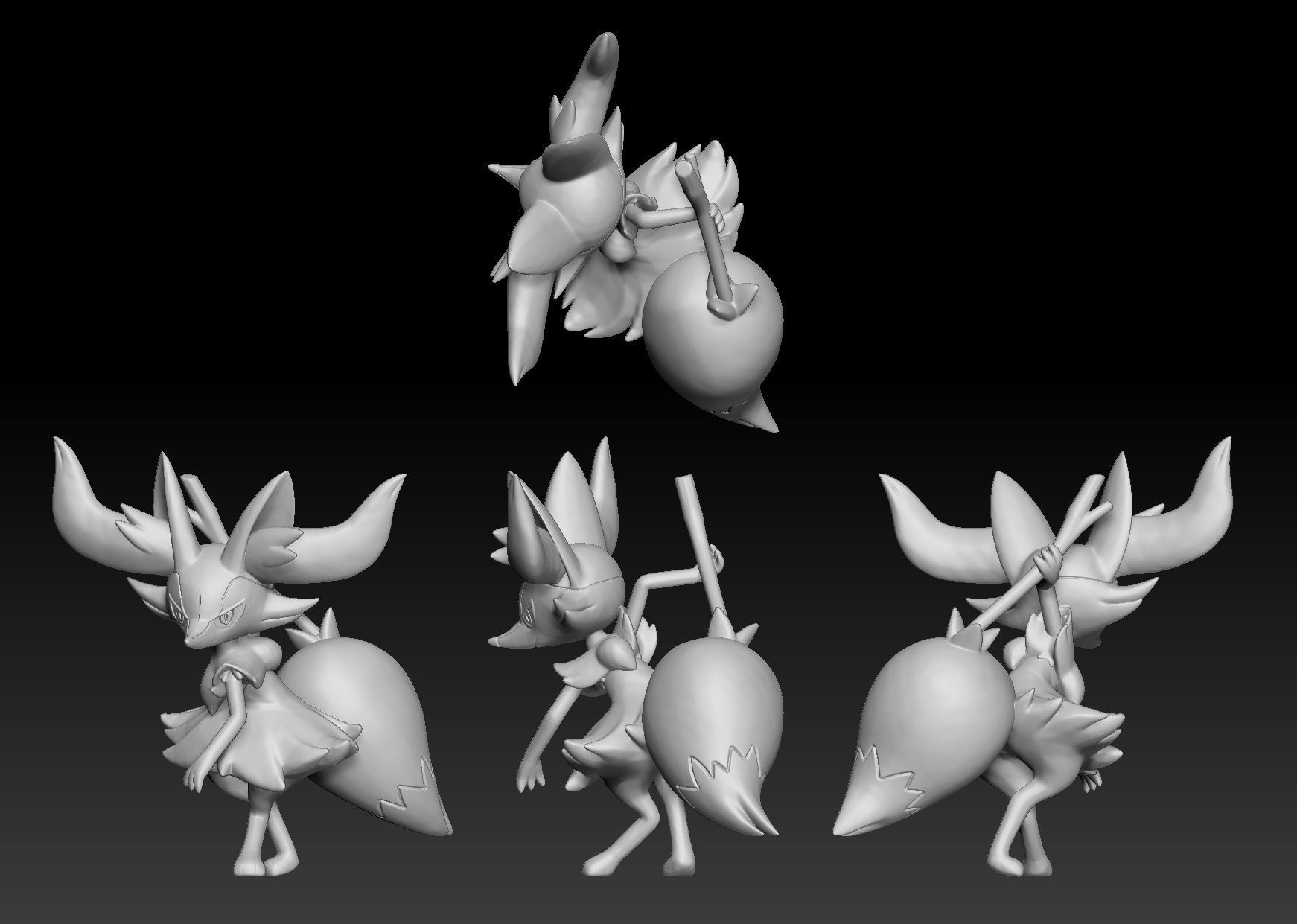 Pokemon Fennekin Braixen Delphox 3D print model_2