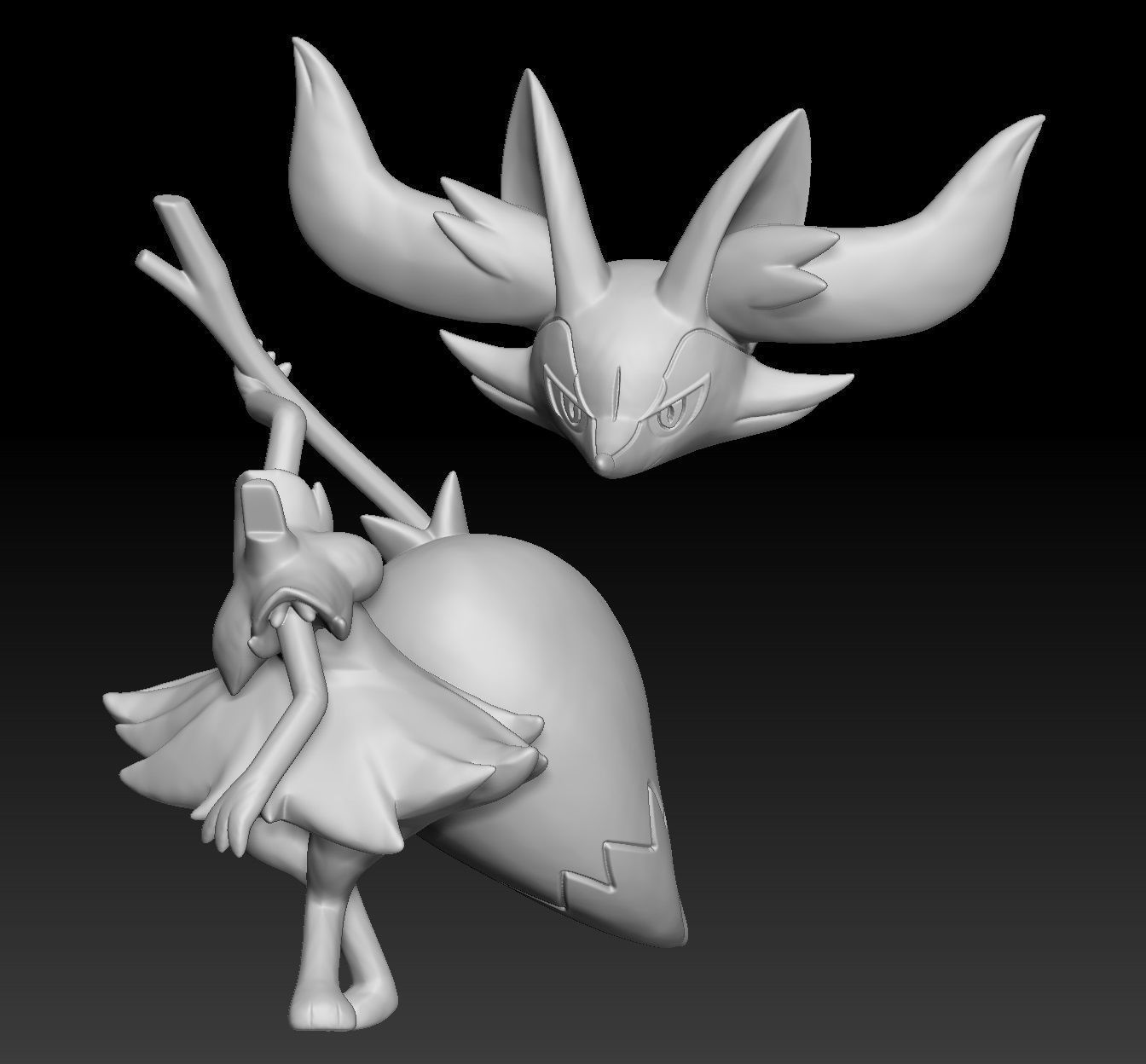 Pokemon Fennekin Braixen Delphox 3D print model_4