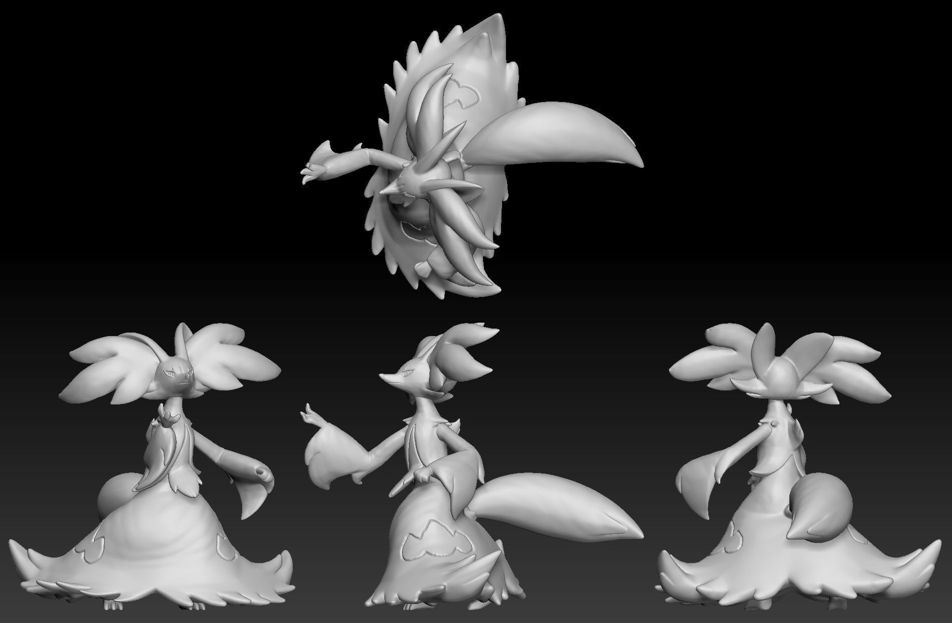 Pokemon Fennekin Braixen Delphox 3D print model_3