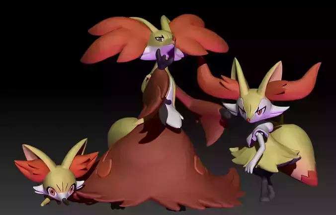 Pokemon Fennekin Braixen Delphox 3D print model