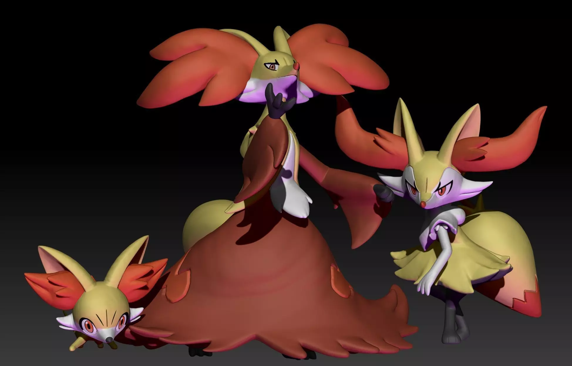 Pokemon Fennekin Braixen Delphox 3D print model_0