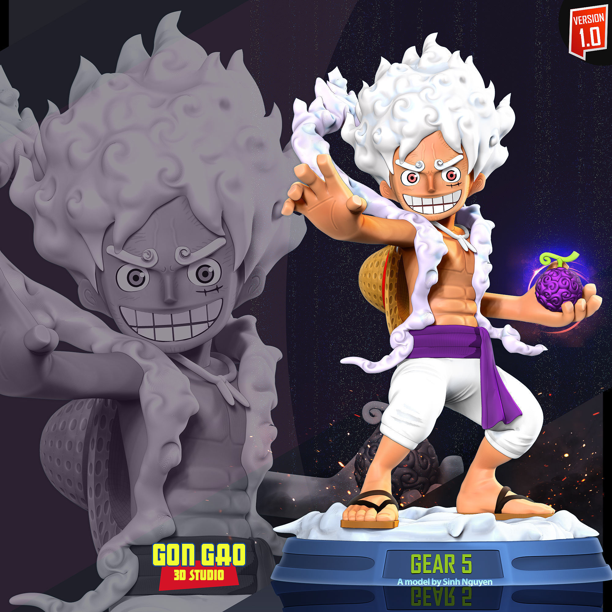 Kid Luffy Gear 5 3D print model_7