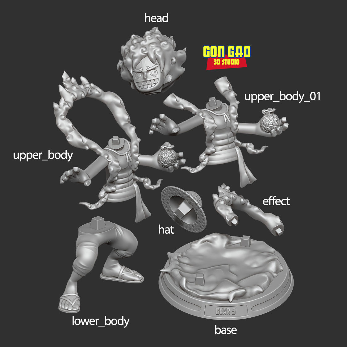 Kid Luffy Gear 5 3D print model_2
