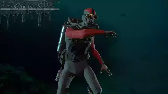 Zombie Diver Low-poly 3D model