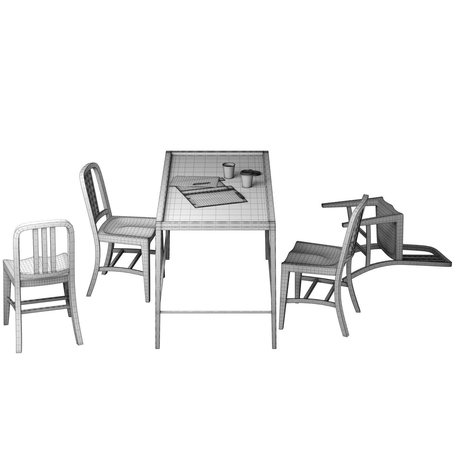 Metal Table Set 3D model_4