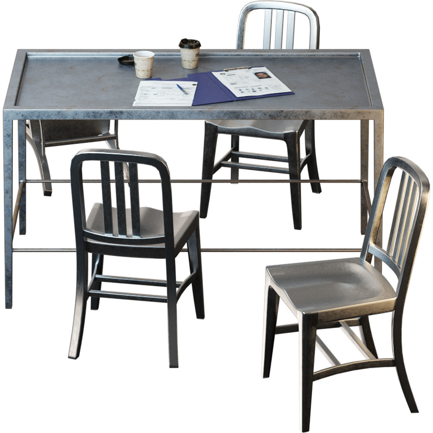 Metal Table Set 3D model_1