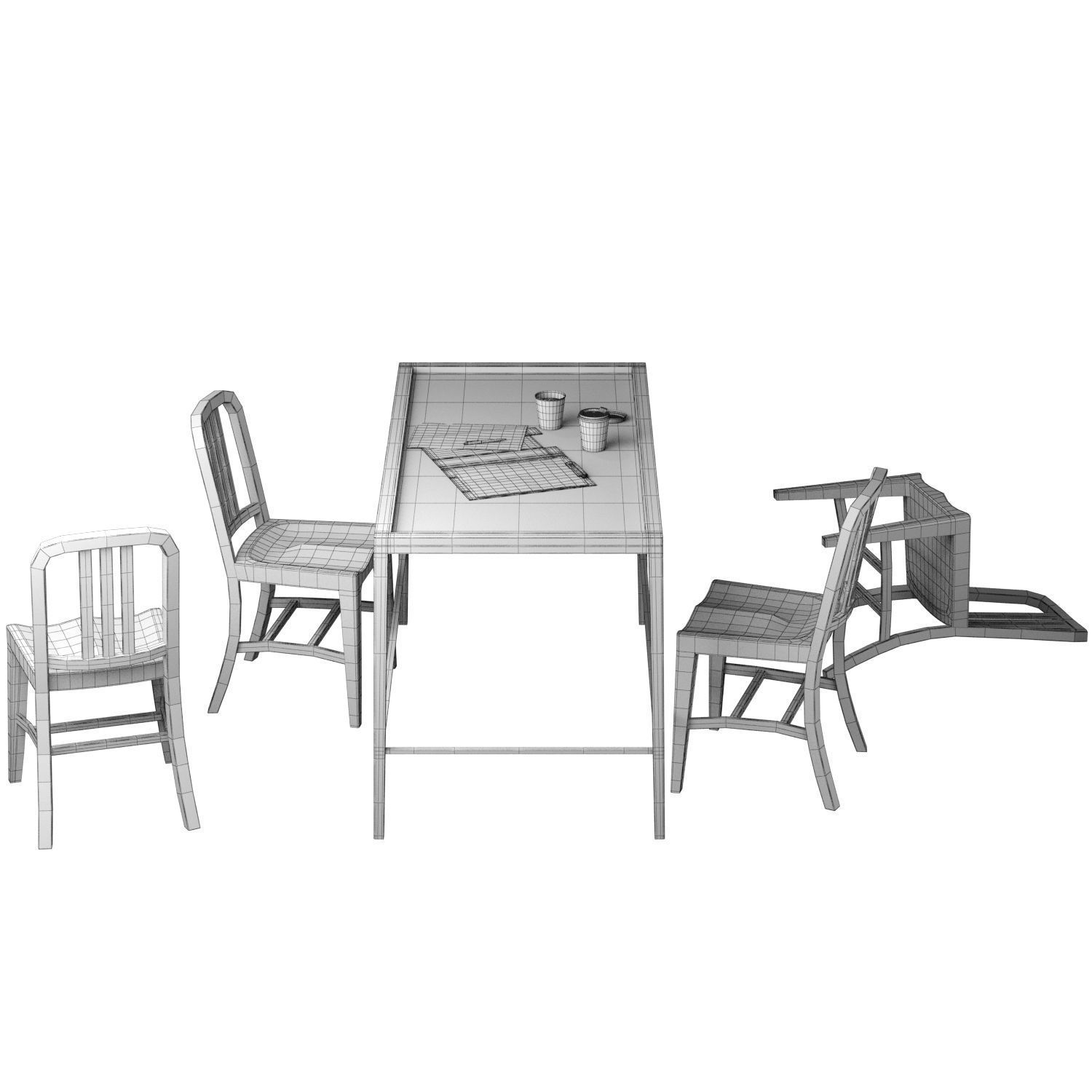 Metal Table Set 3D model_3