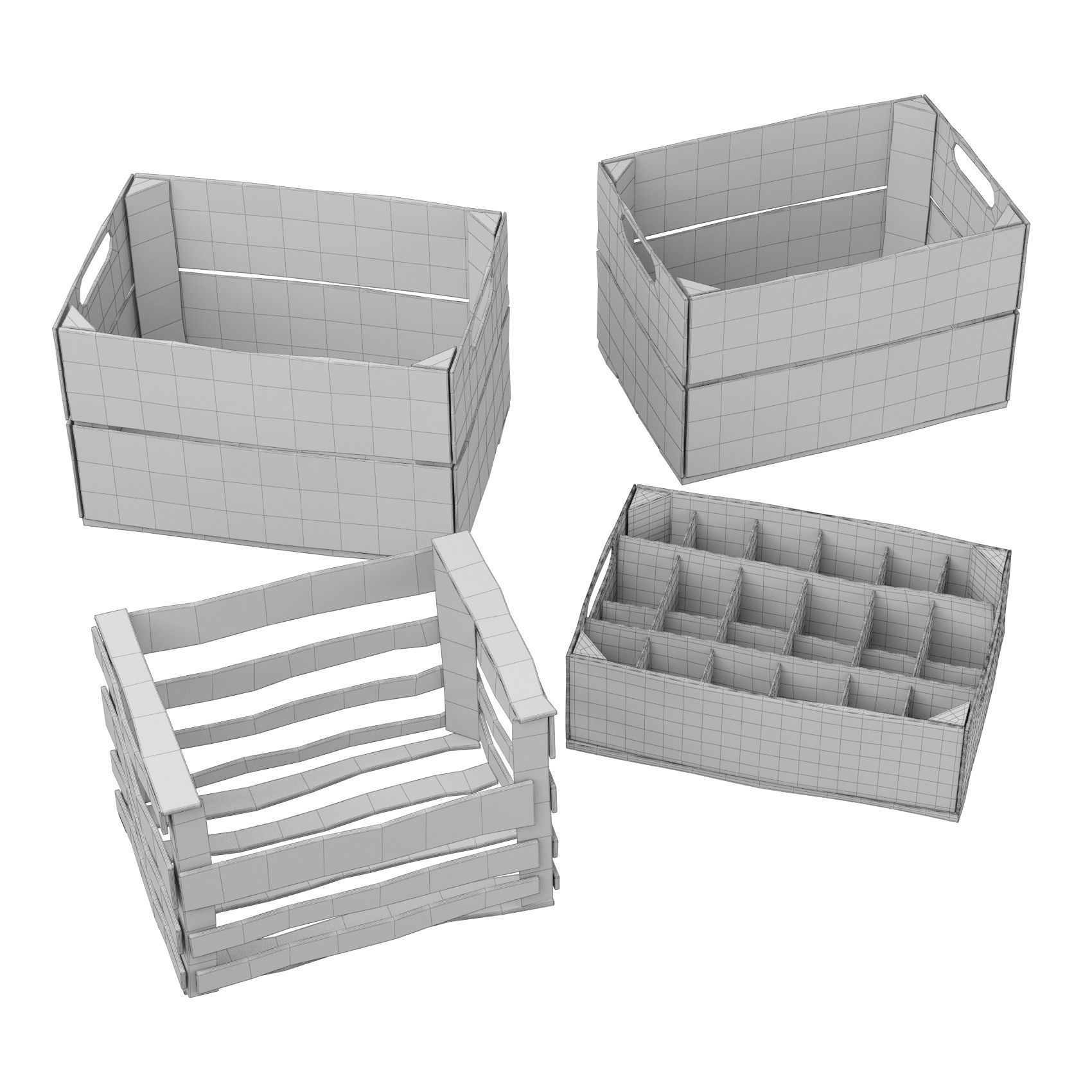 Old Wooden Boxes Low-poly 3D model_4