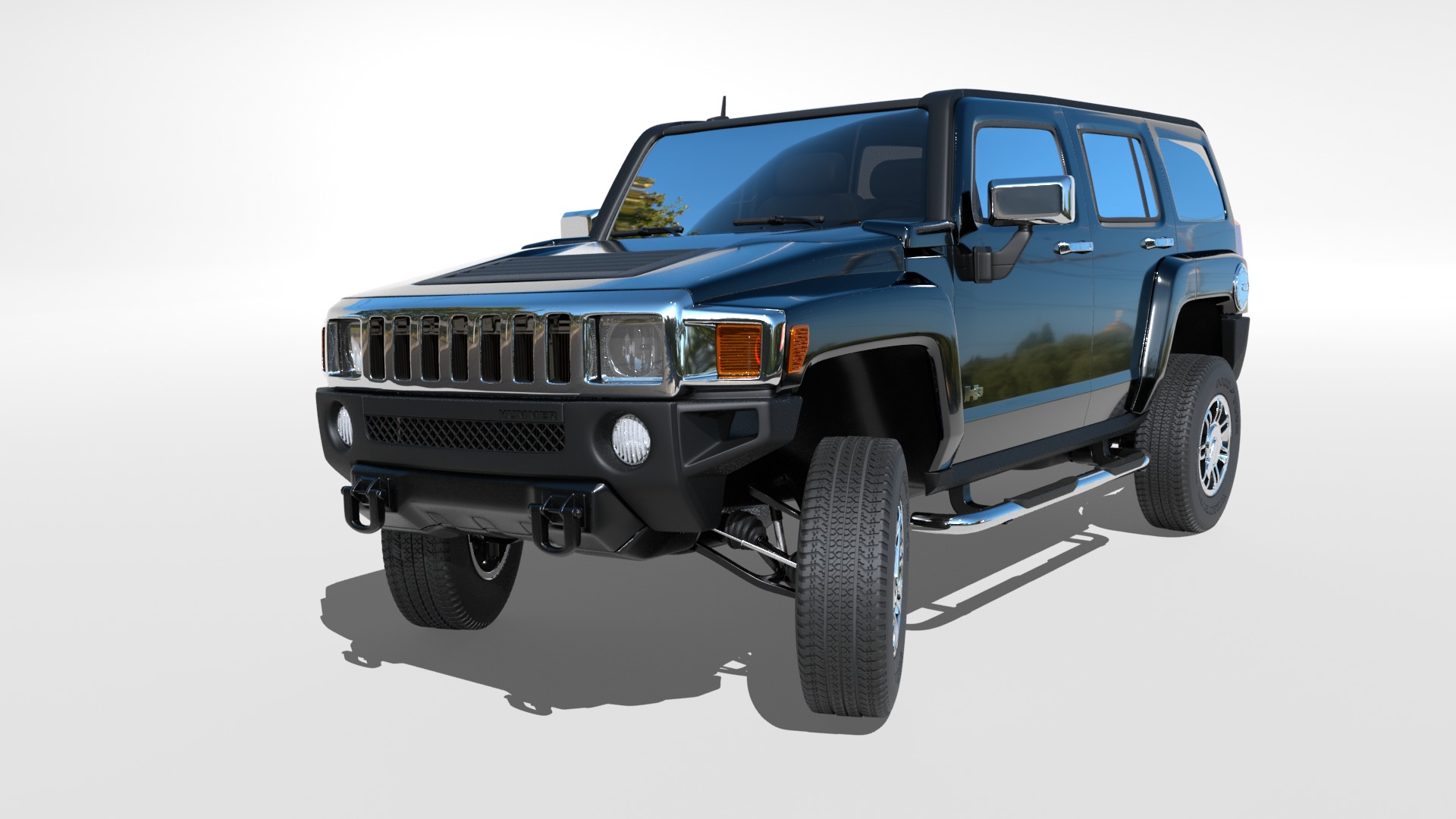 Hummer H3 Rigged 3D model_4