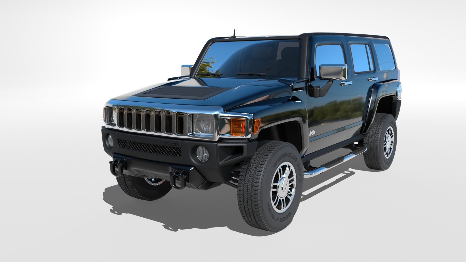 Hummer H3 Rigged 3D model_5