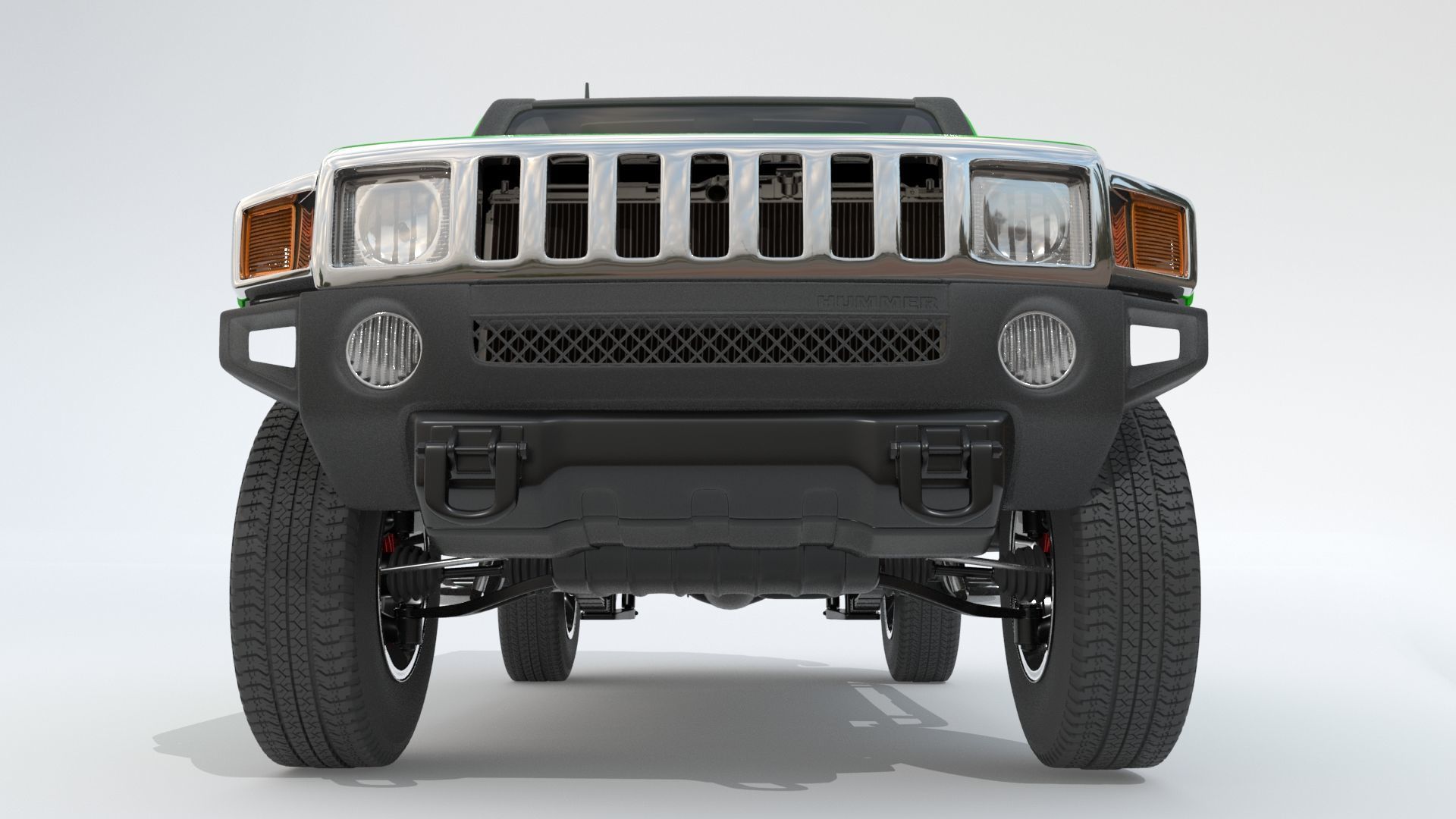 Hummer H3 Rigged 3D model_9