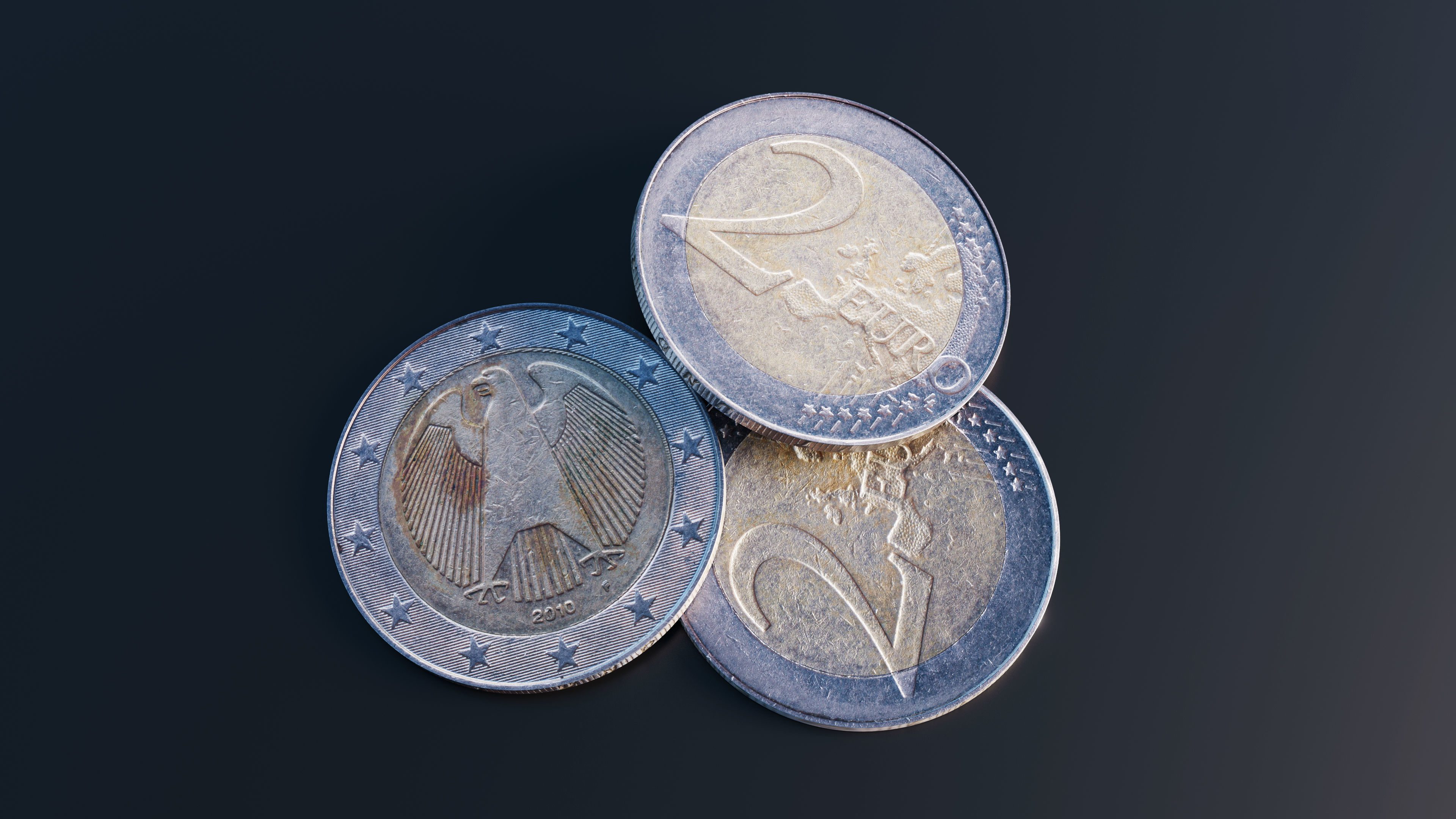 Euro coin Low-poly 3D model_9