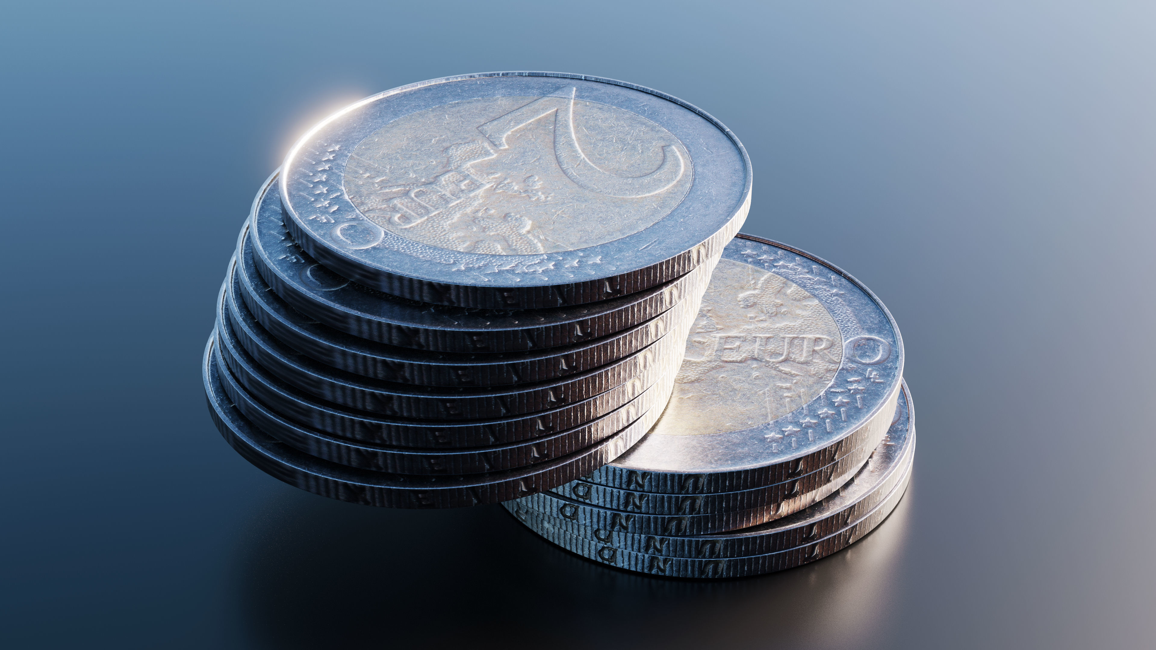 Euro coin Low-poly 3D model_6