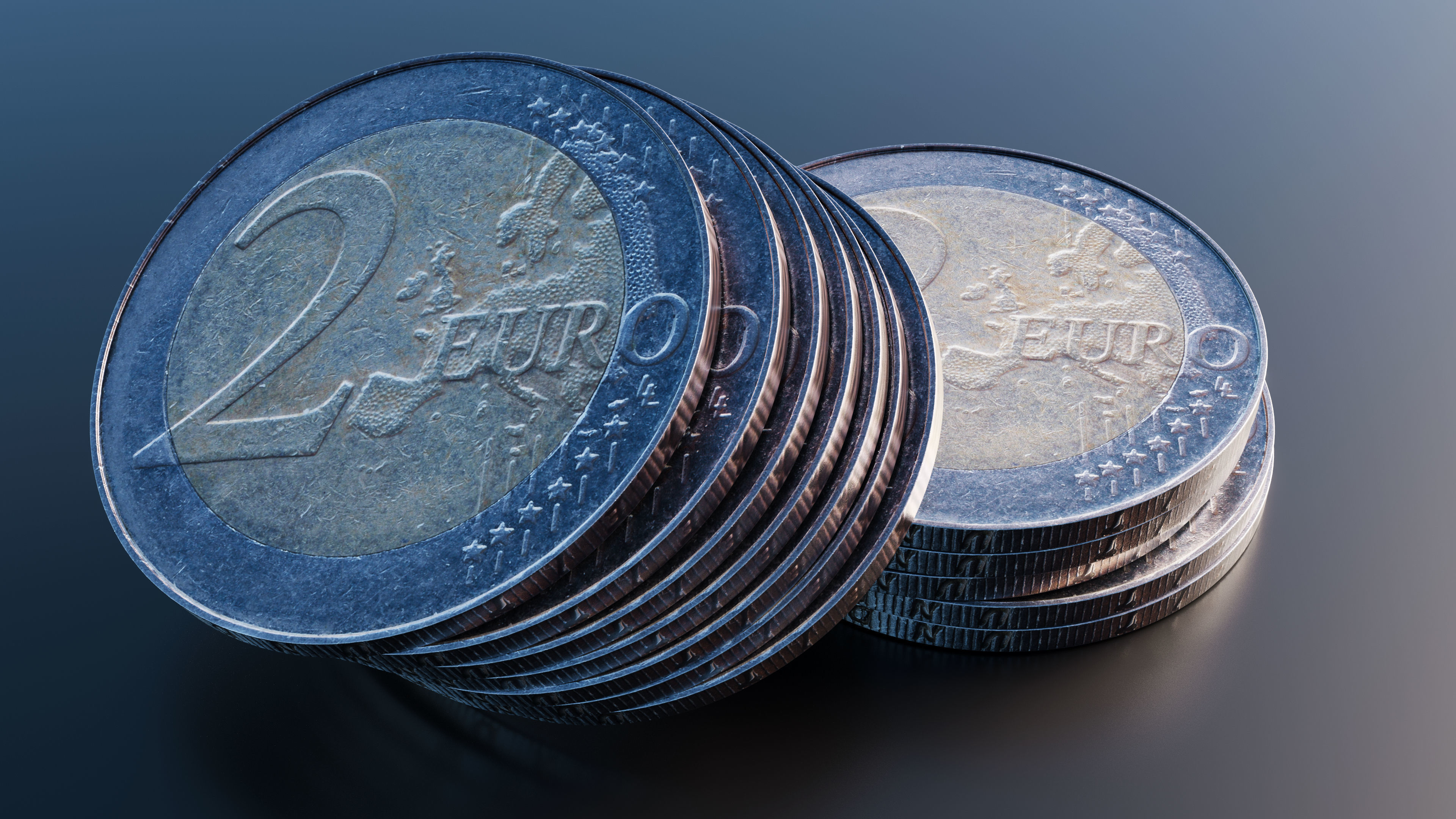 Euro coin Low-poly 3D model_7