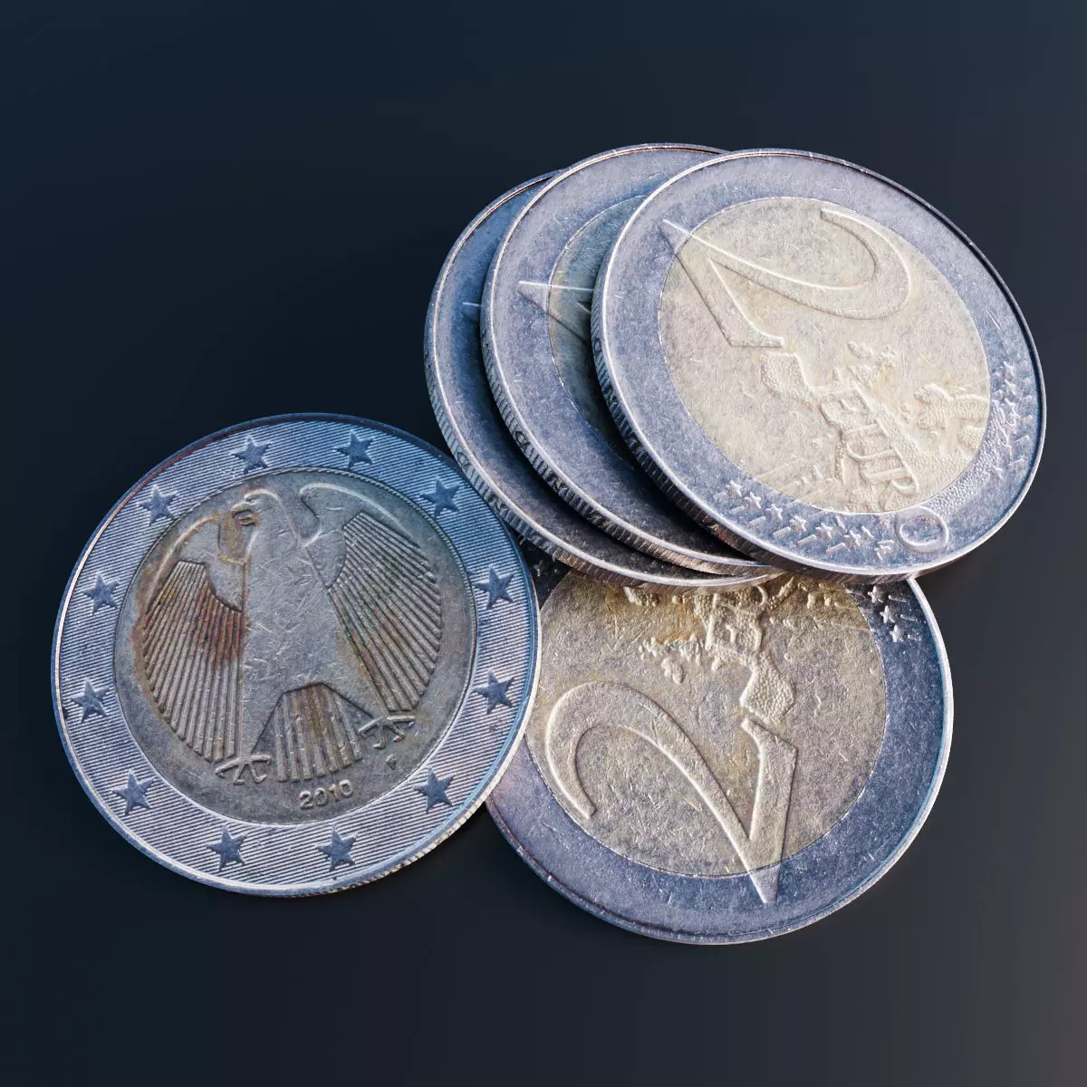 Euro coin Low-poly 3D model_0