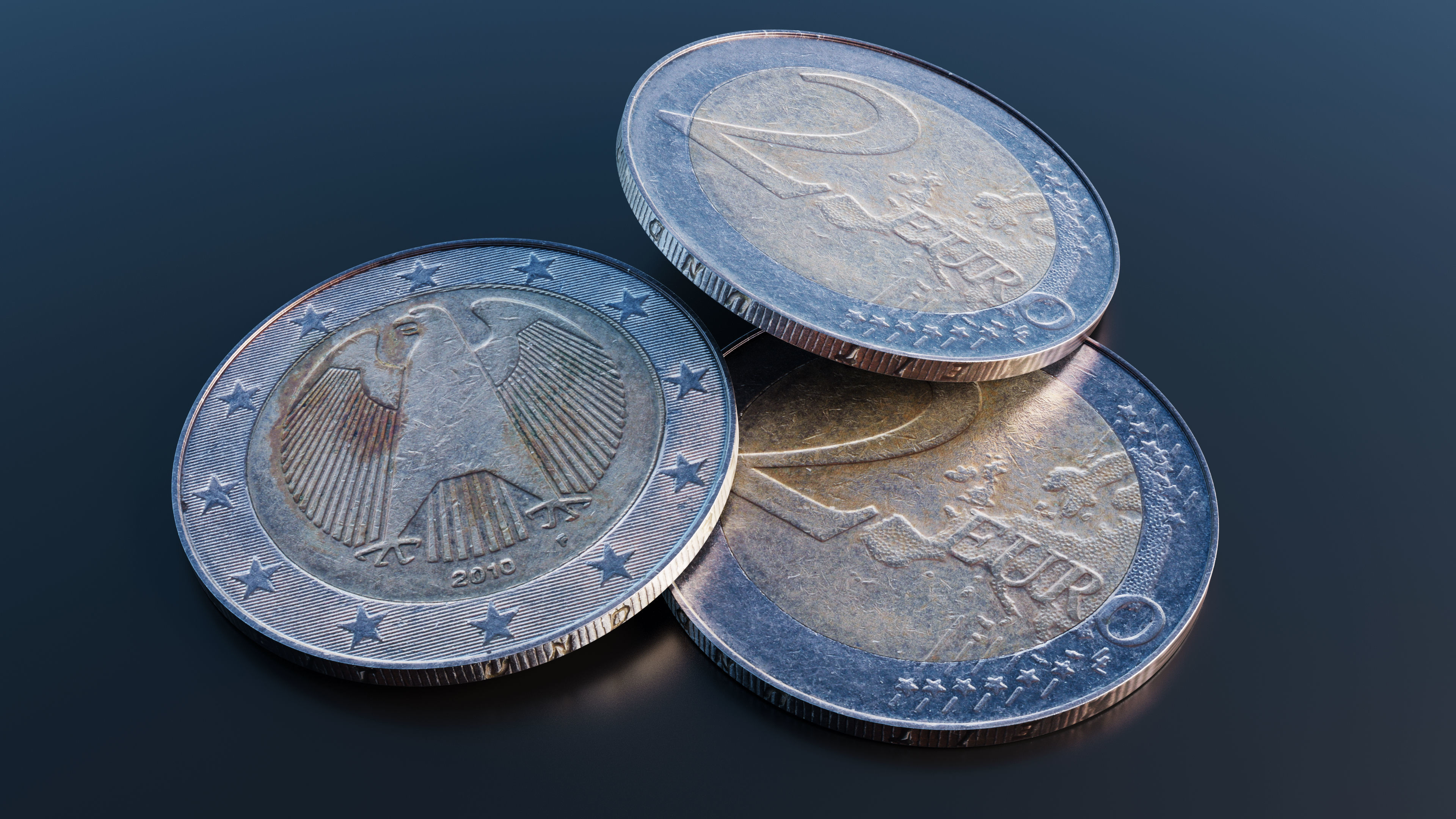Euro coin Low-poly 3D model_8