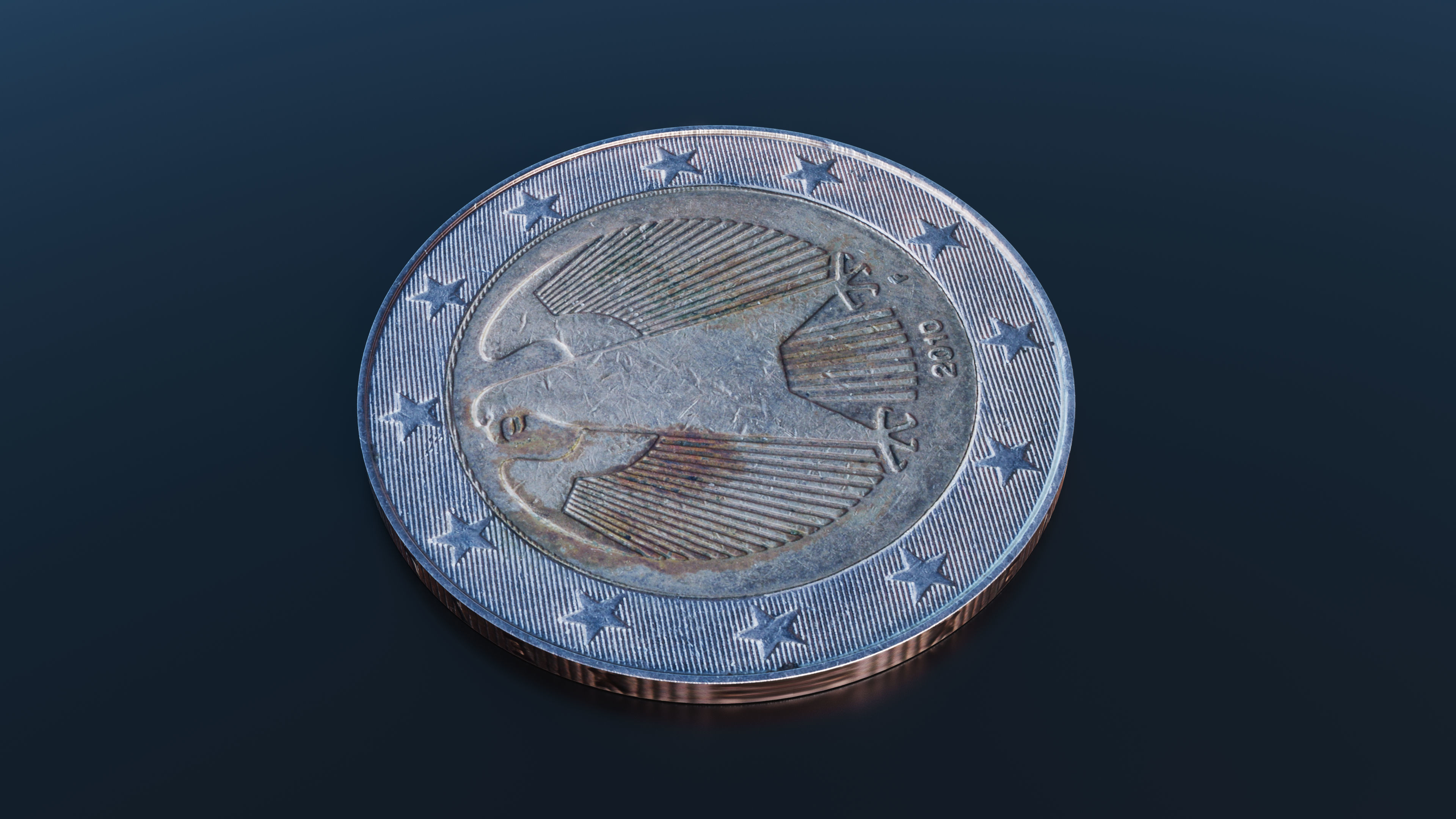 Euro coin Low-poly 3D model_3