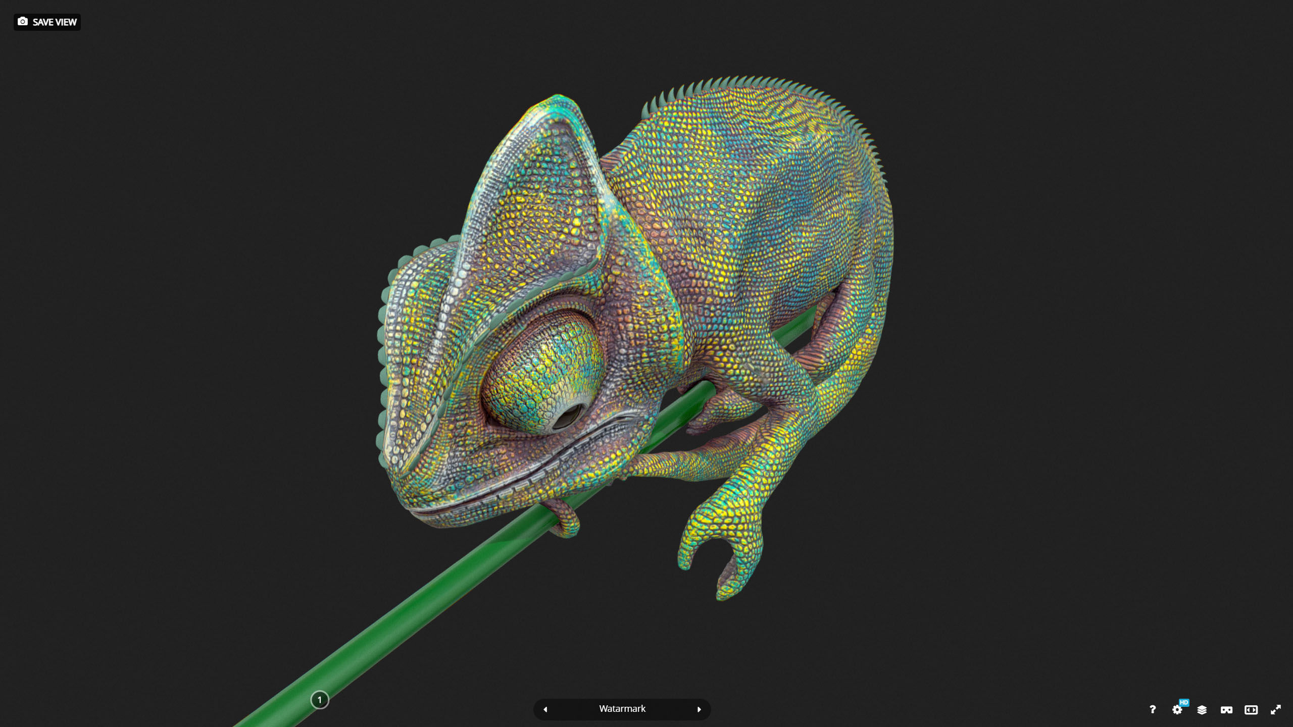 M0008 Z-Brush 3d Model Chameleon Low-poly 3D model_7