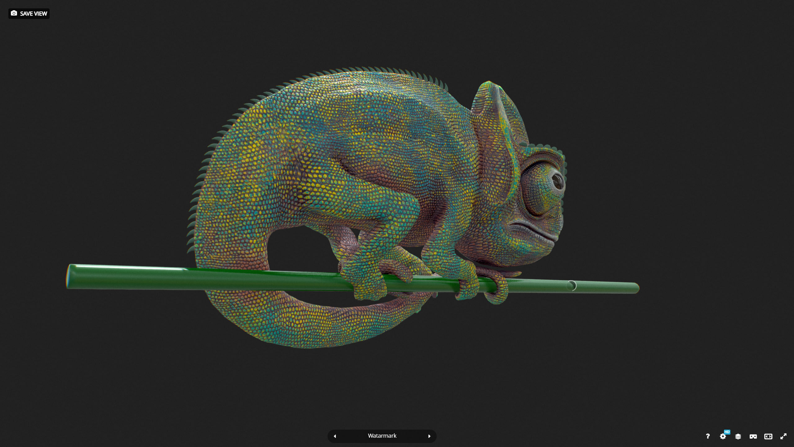 M0008 Z-Brush 3d Model Chameleon Low-poly 3D model_5