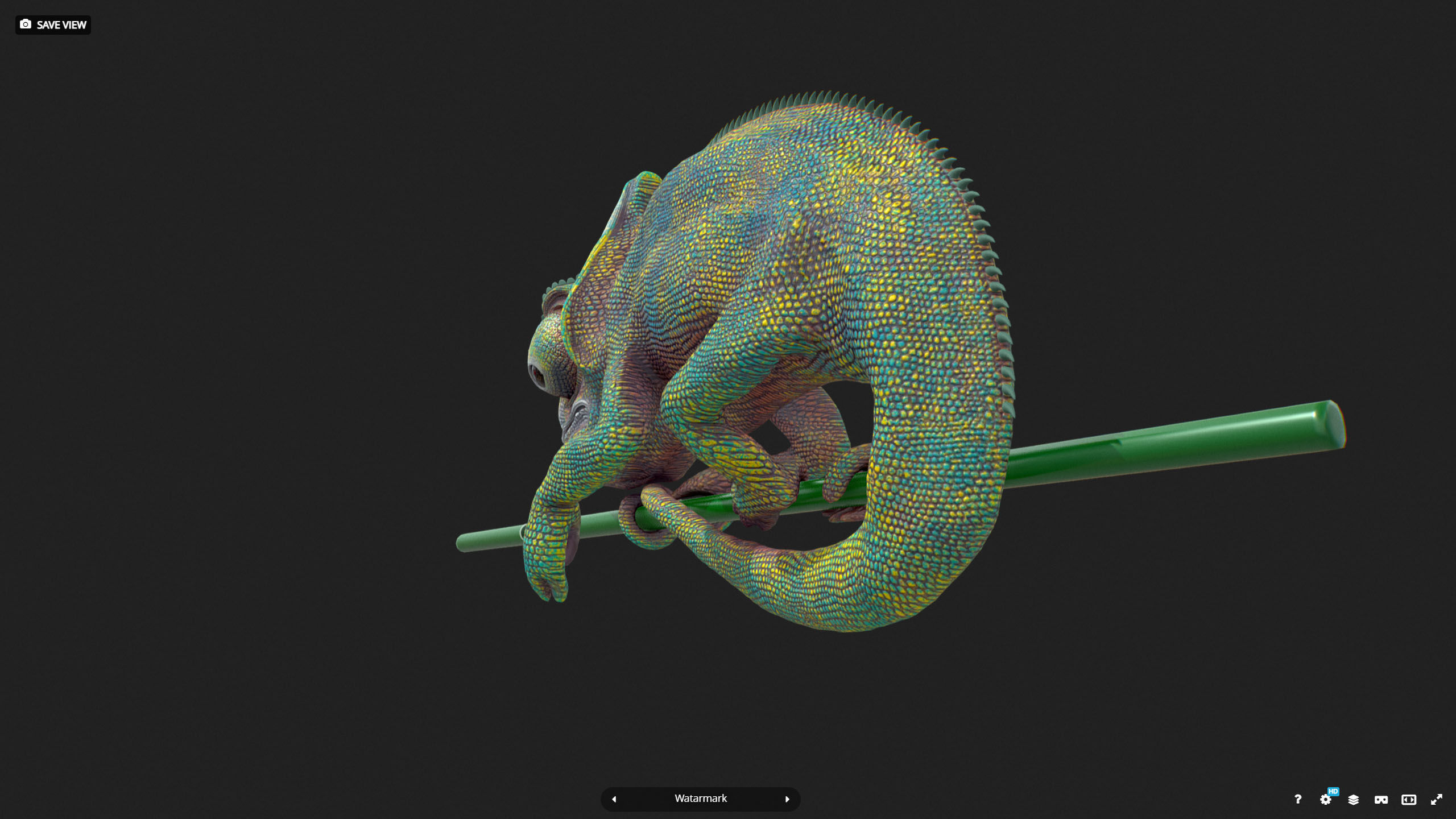 M0008 Z-Brush 3d Model Chameleon Low-poly 3D model_4