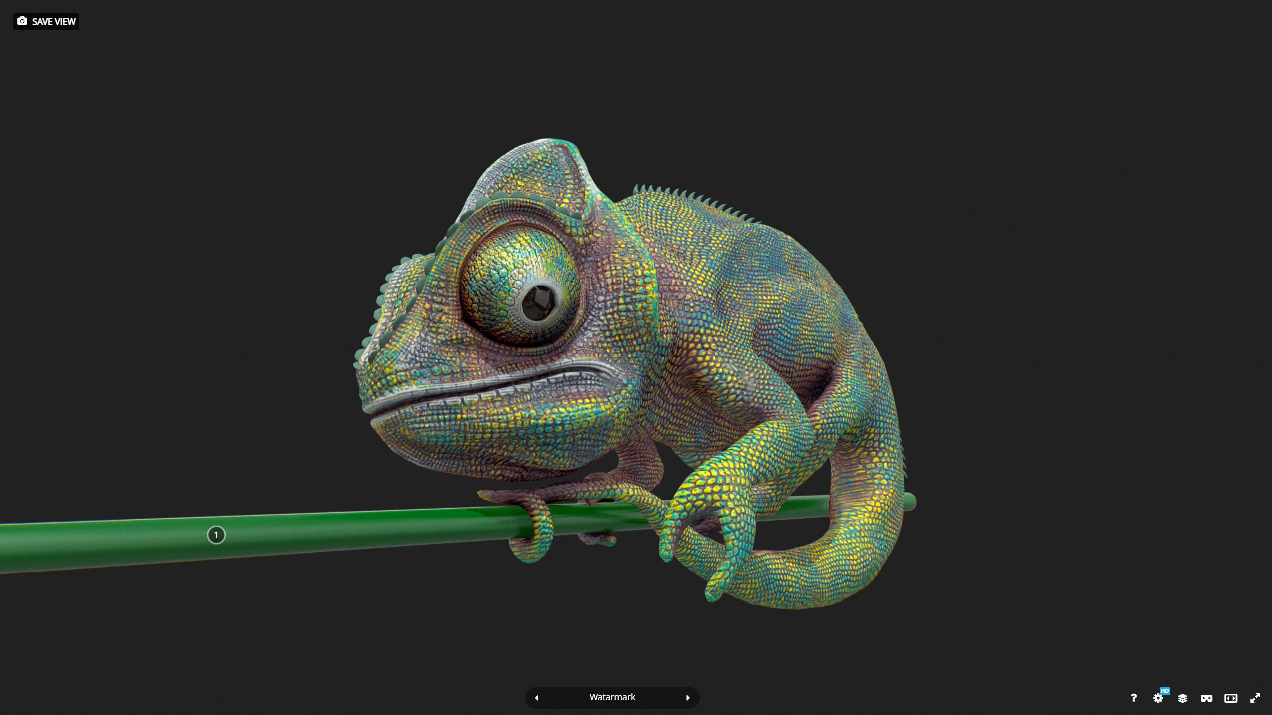 M0008 Z-Brush 3d Model Chameleon Low-poly 3D model_2
