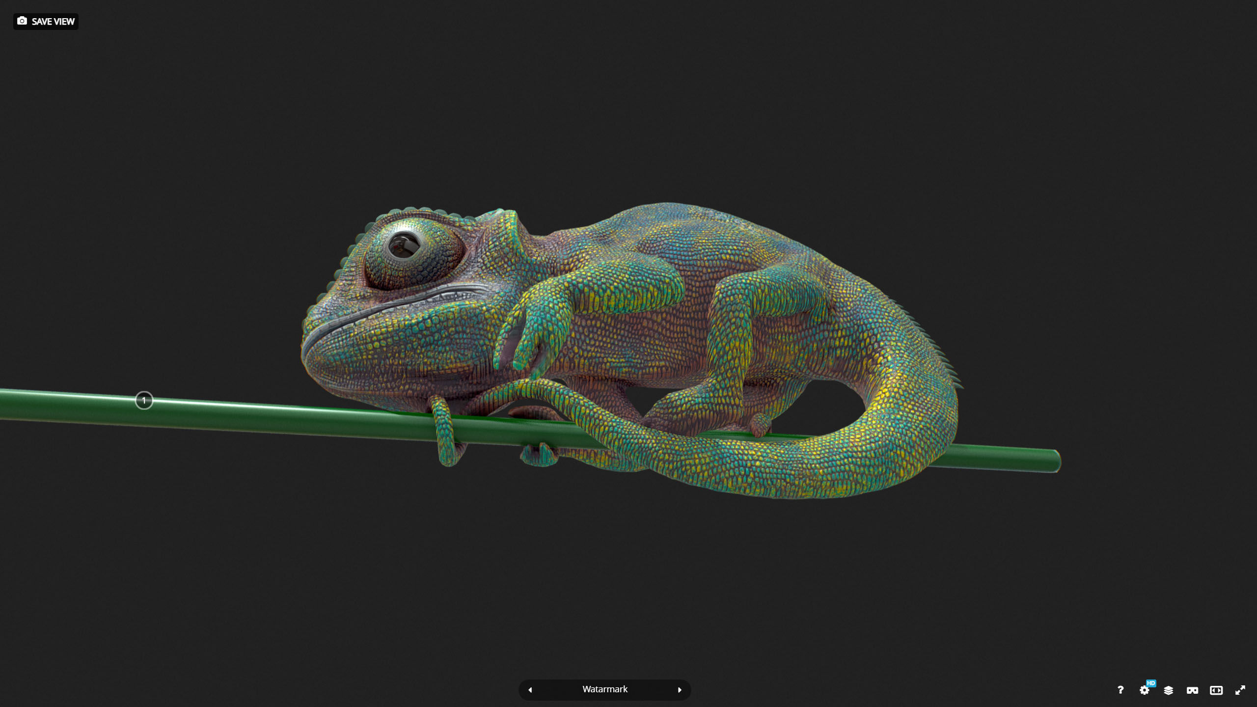 M0008 Z-Brush 3d Model Chameleon Low-poly 3D model_8