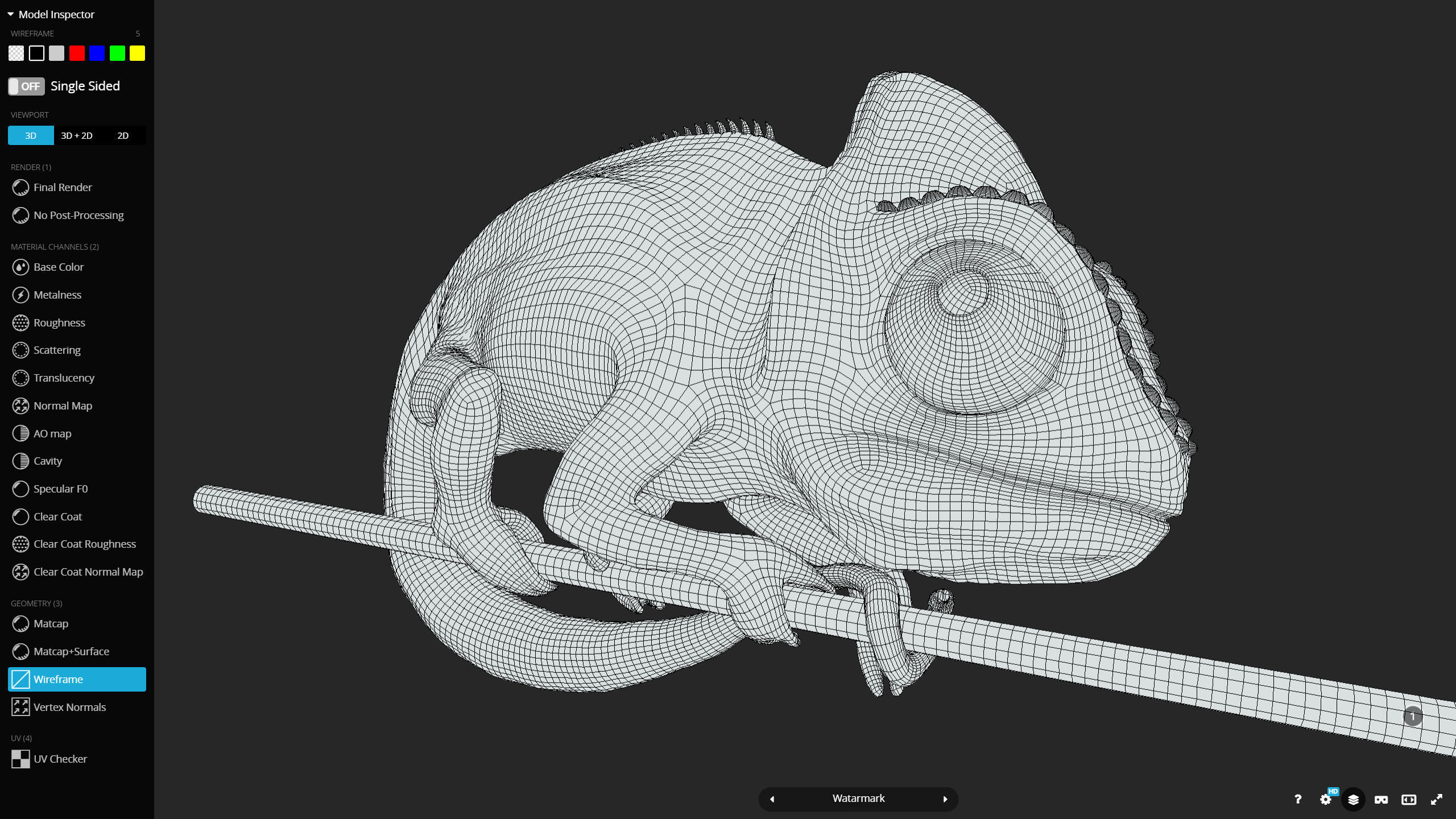 M0008 Z-Brush 3d Model Chameleon Low-poly 3D model_10