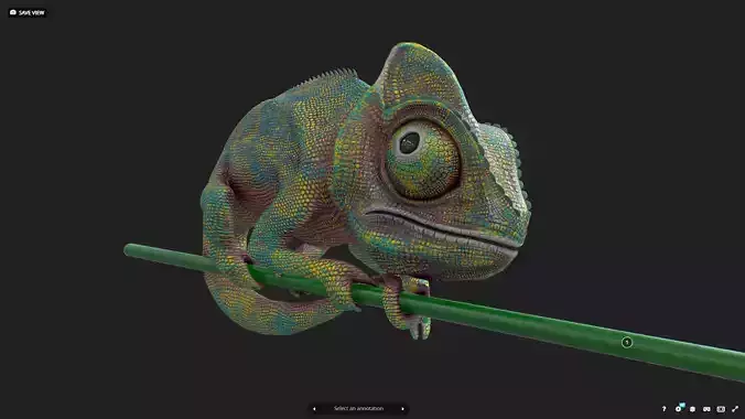 M0008 Z-Brush 3d Model Chameleon Low-poly 3D model