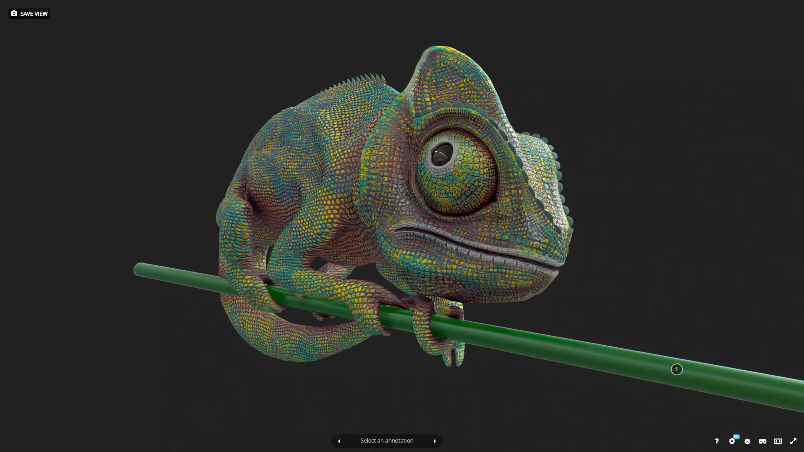 M0008 Z-Brush 3d Model Chameleon Low-poly 3D model_0