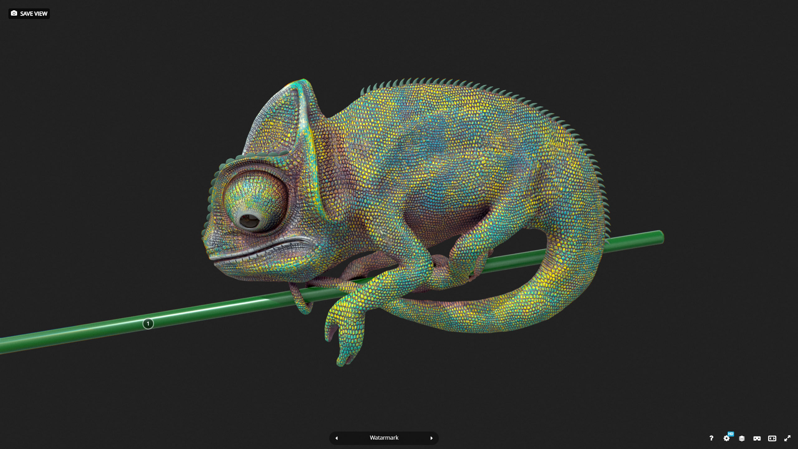 M0008 Z-Brush 3d Model Chameleon Low-poly 3D model_3