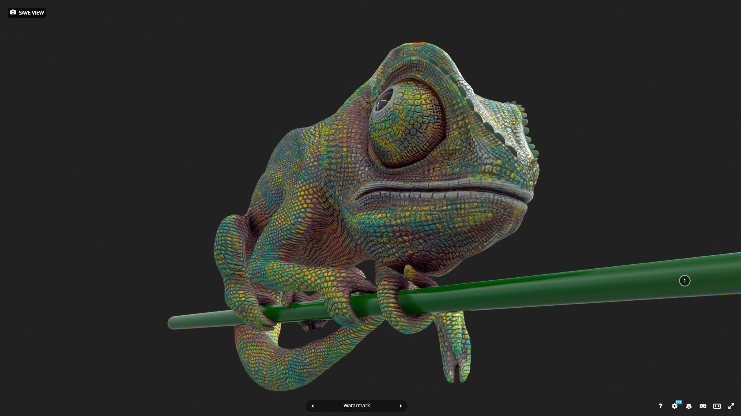 M0008 Z-Brush 3d Model Chameleon Low-poly 3D model_9