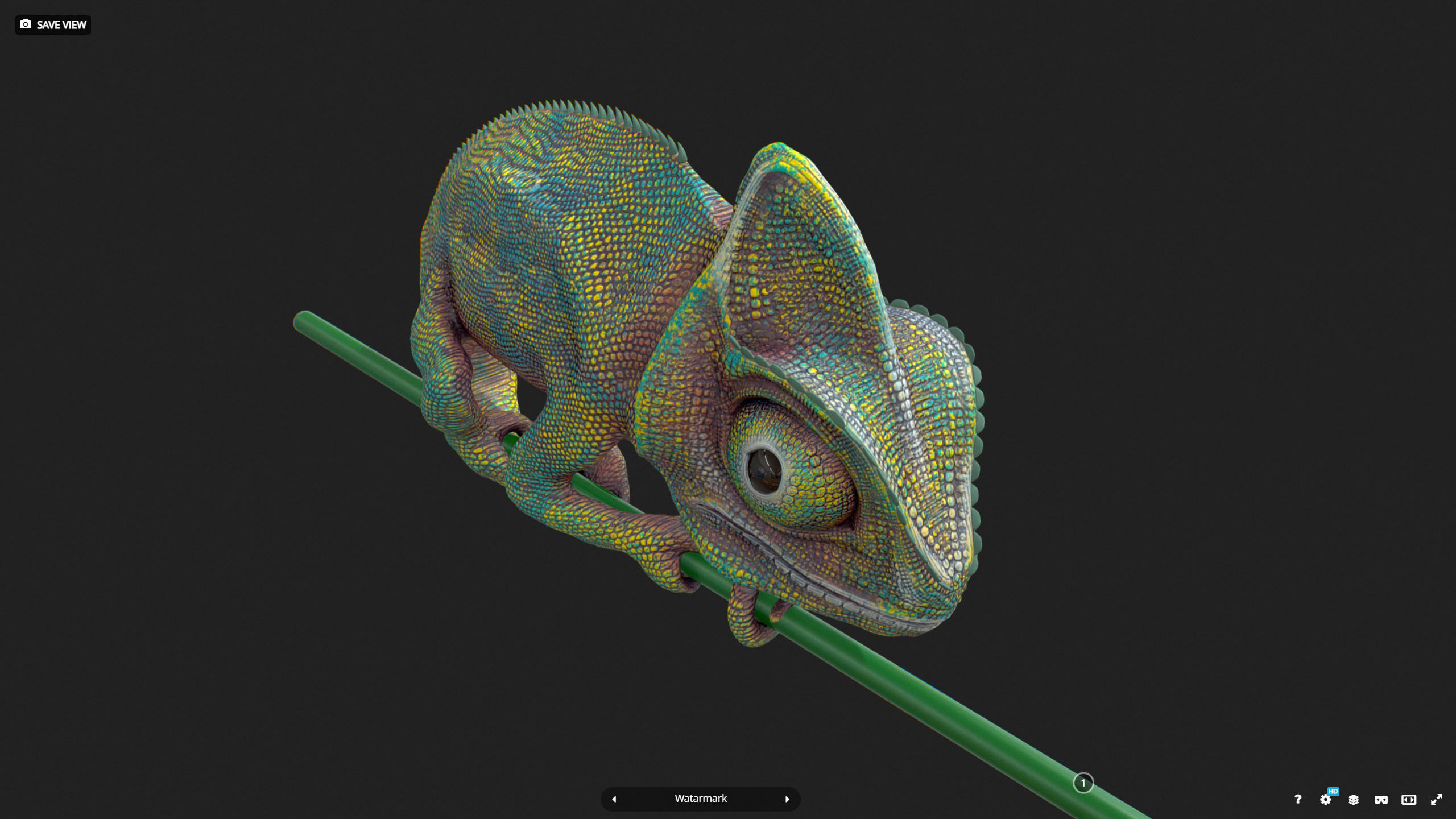 M0008 Z-Brush 3d Model Chameleon Low-poly 3D model_6
