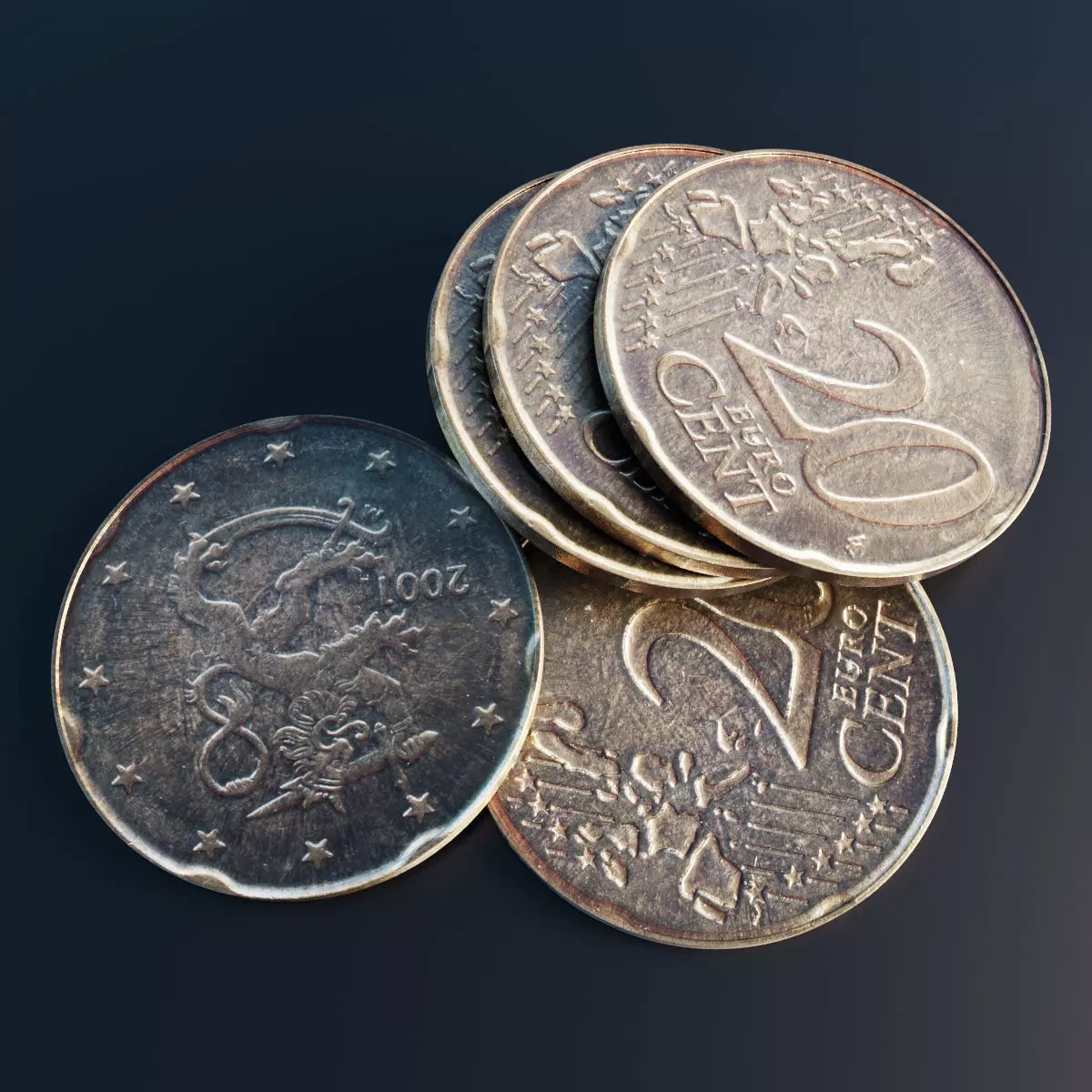 Euro cent coin Low-poly 3D model_0