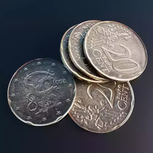 Euro cent coin Low-poly 3D model