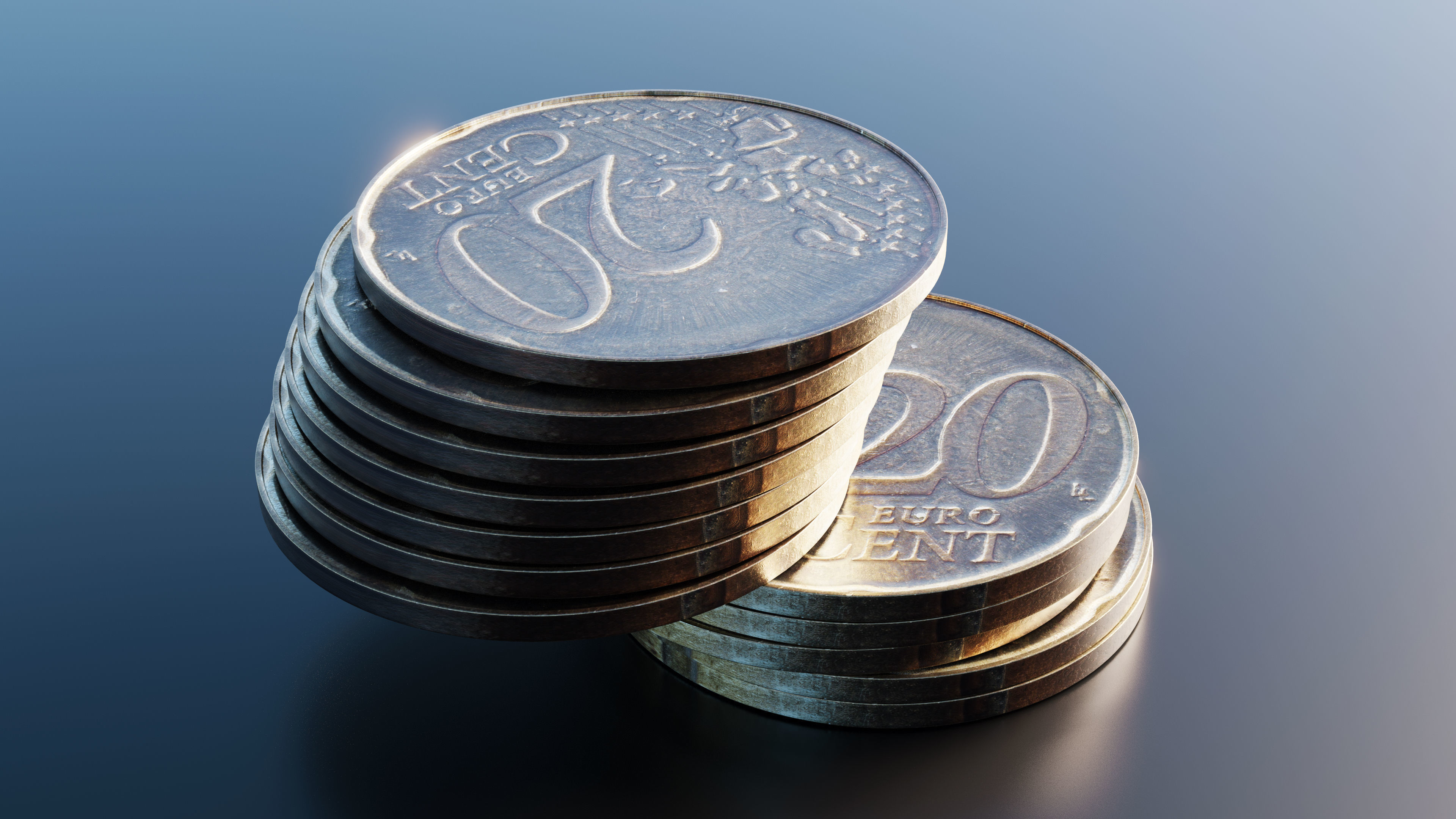 Euro cent coin Low-poly 3D model_6