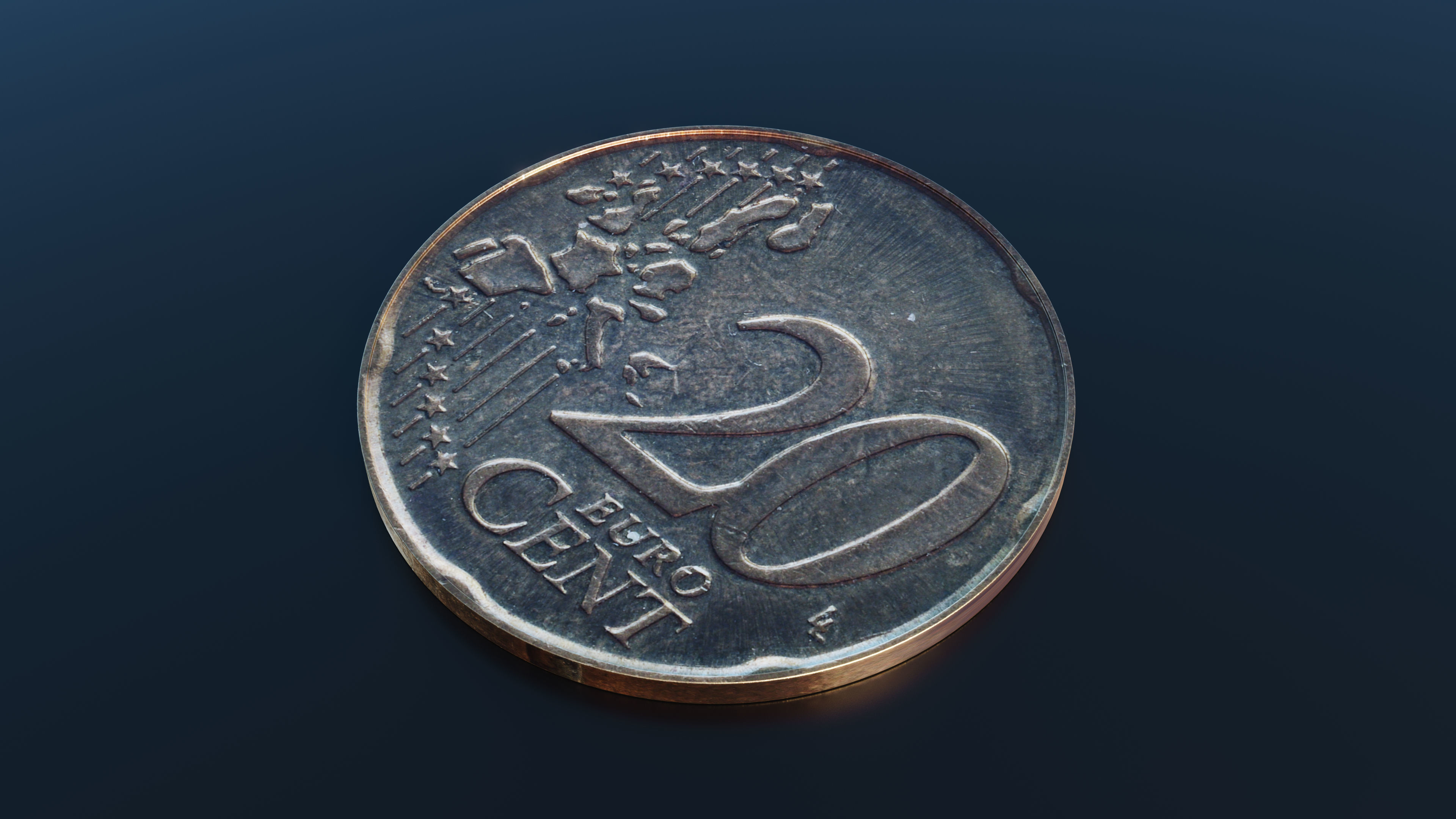 Euro cent coin Low-poly 3D model_2
