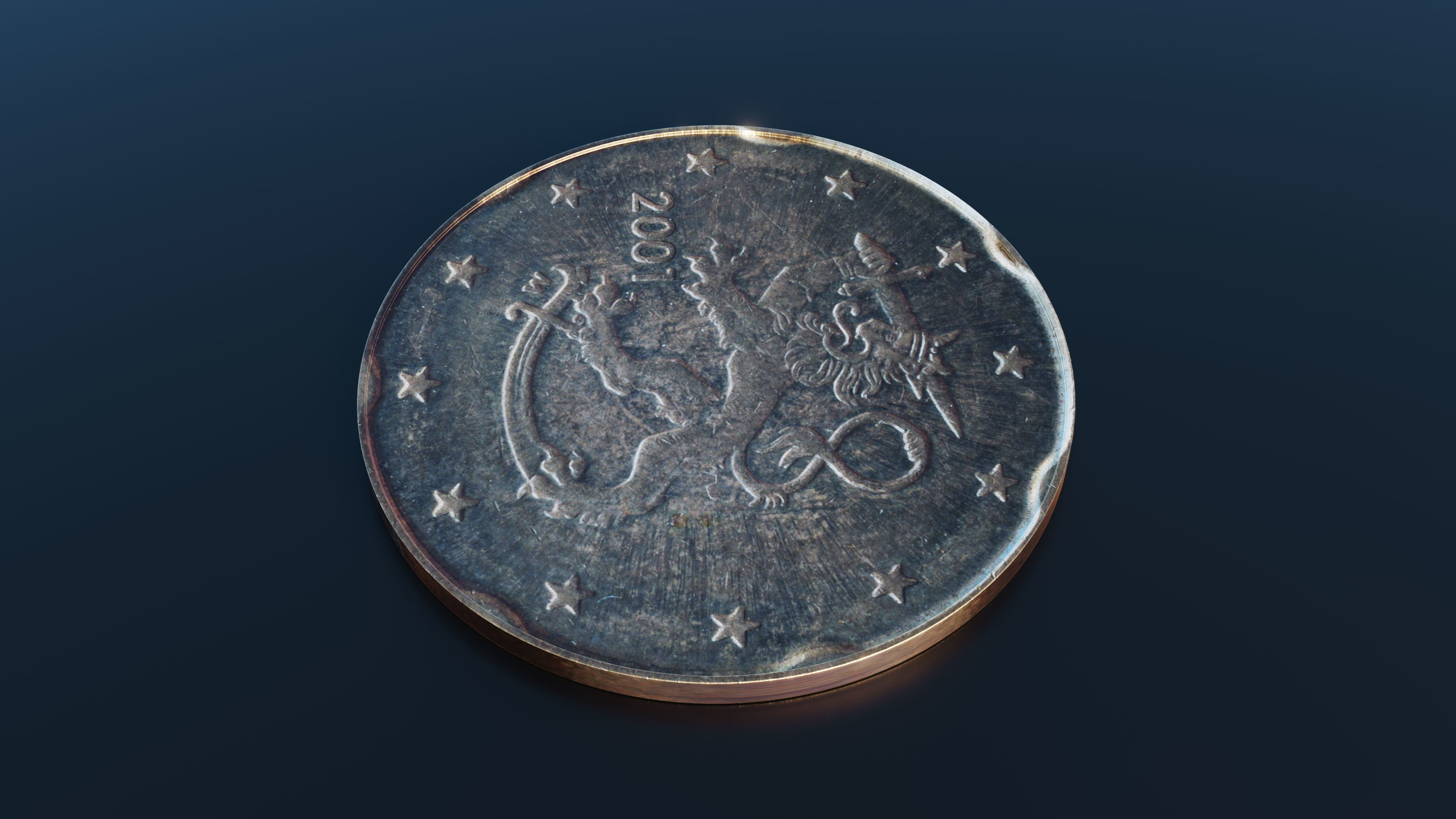 Euro cent coin Low-poly 3D model_3