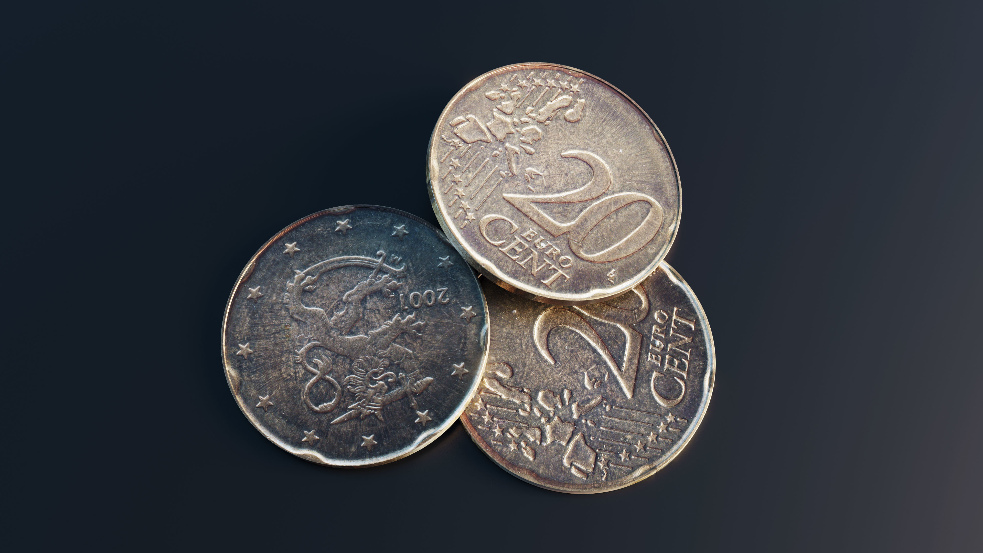 Euro cent coin Low-poly 3D model_9