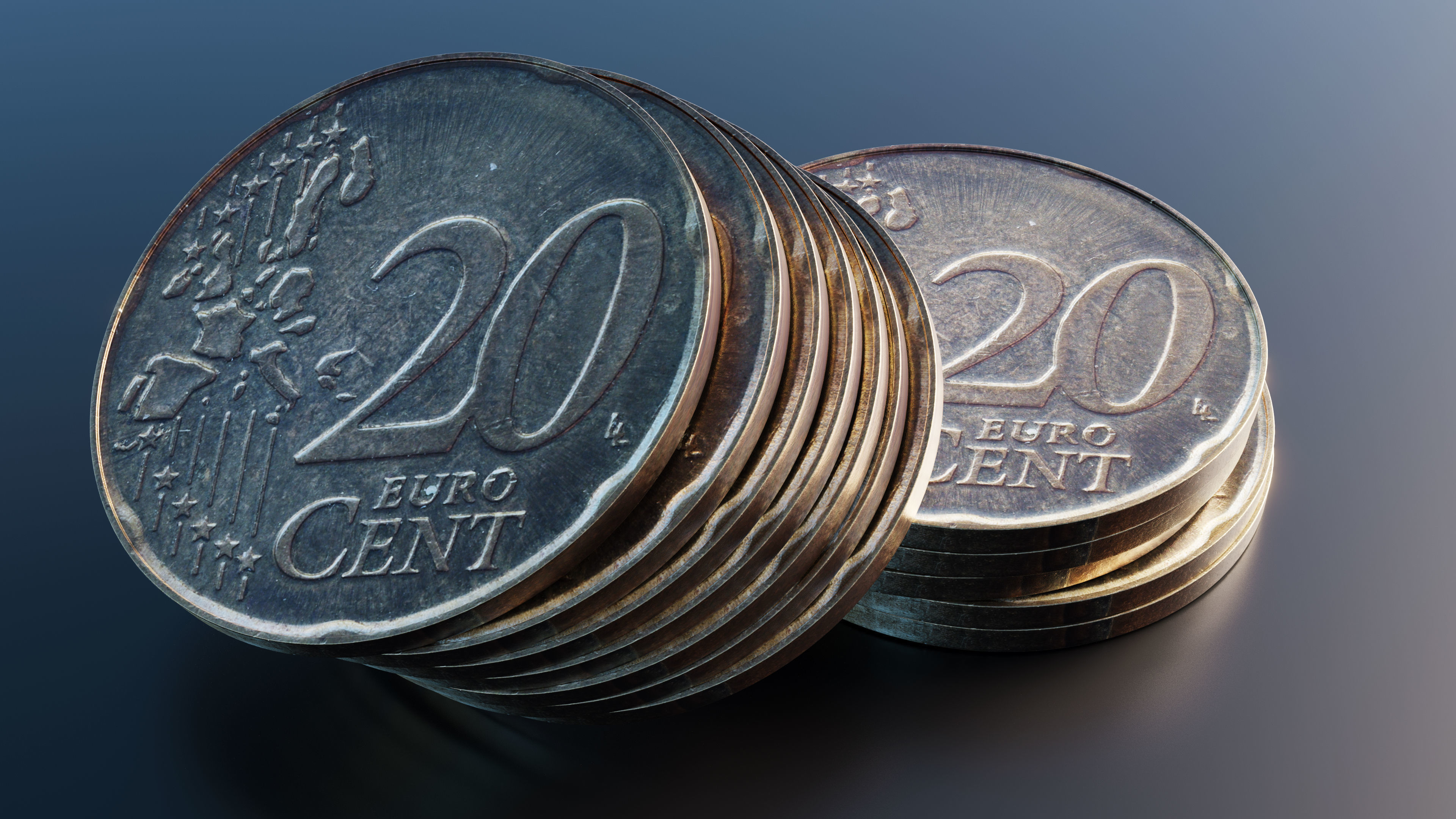 Euro cent coin Low-poly 3D model_7