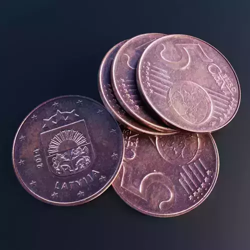 Euro cent coin Low-poly 3D model