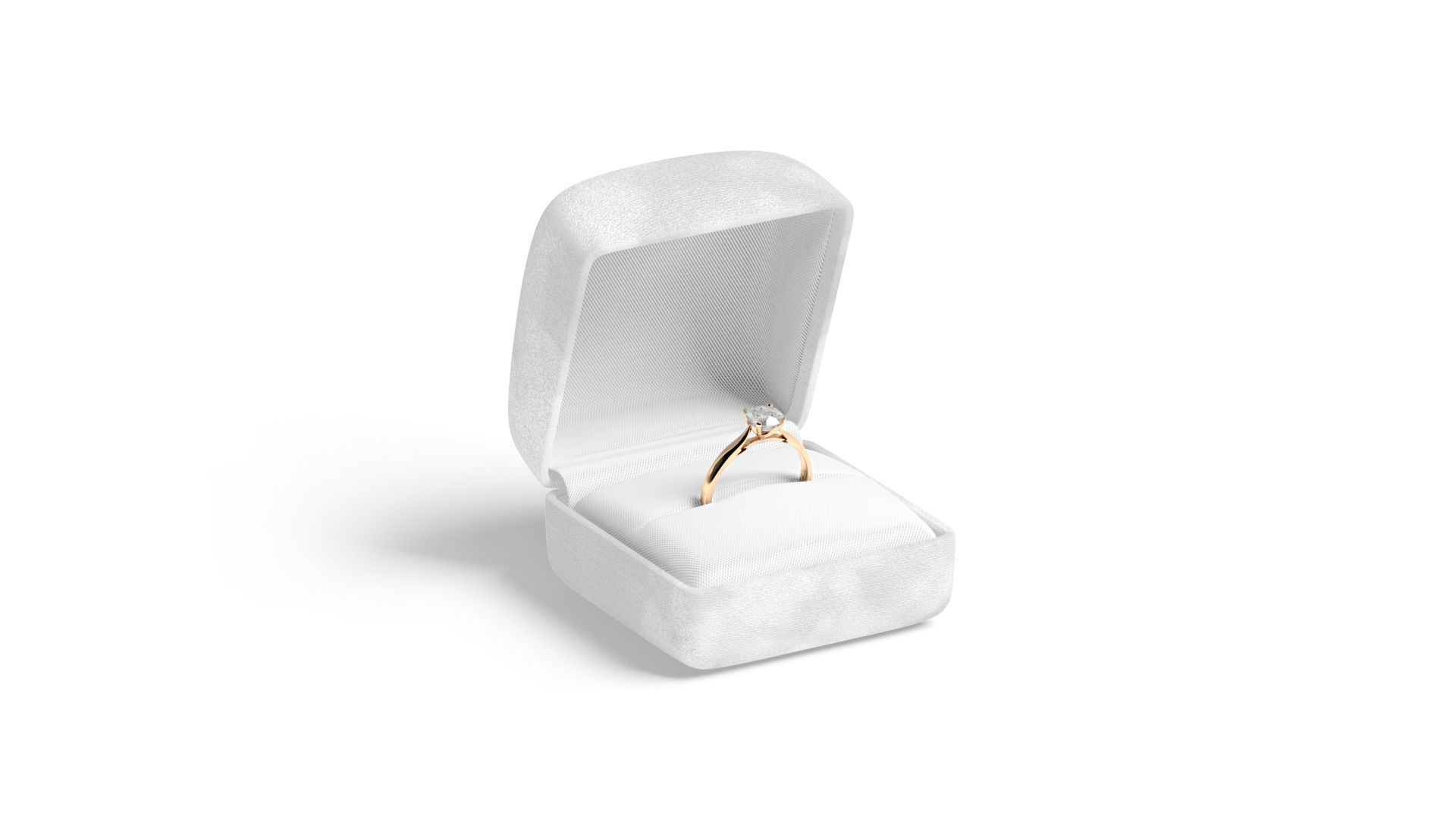White Wedding Ring Box Set - opened and closed jewelry box Low-poly 3D model_4