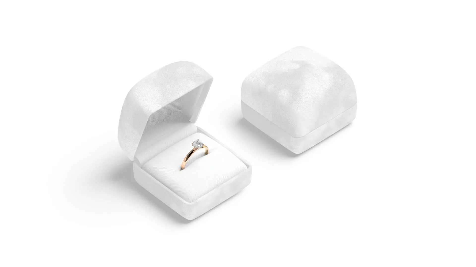 White Wedding Ring Box Set - opened and closed jewelry box Low-poly 3D model_0