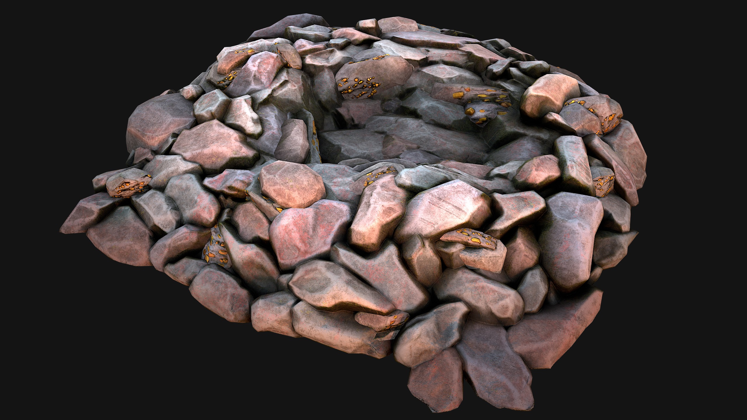 Gold Deposits in the Ground Low-poly 3D model_8