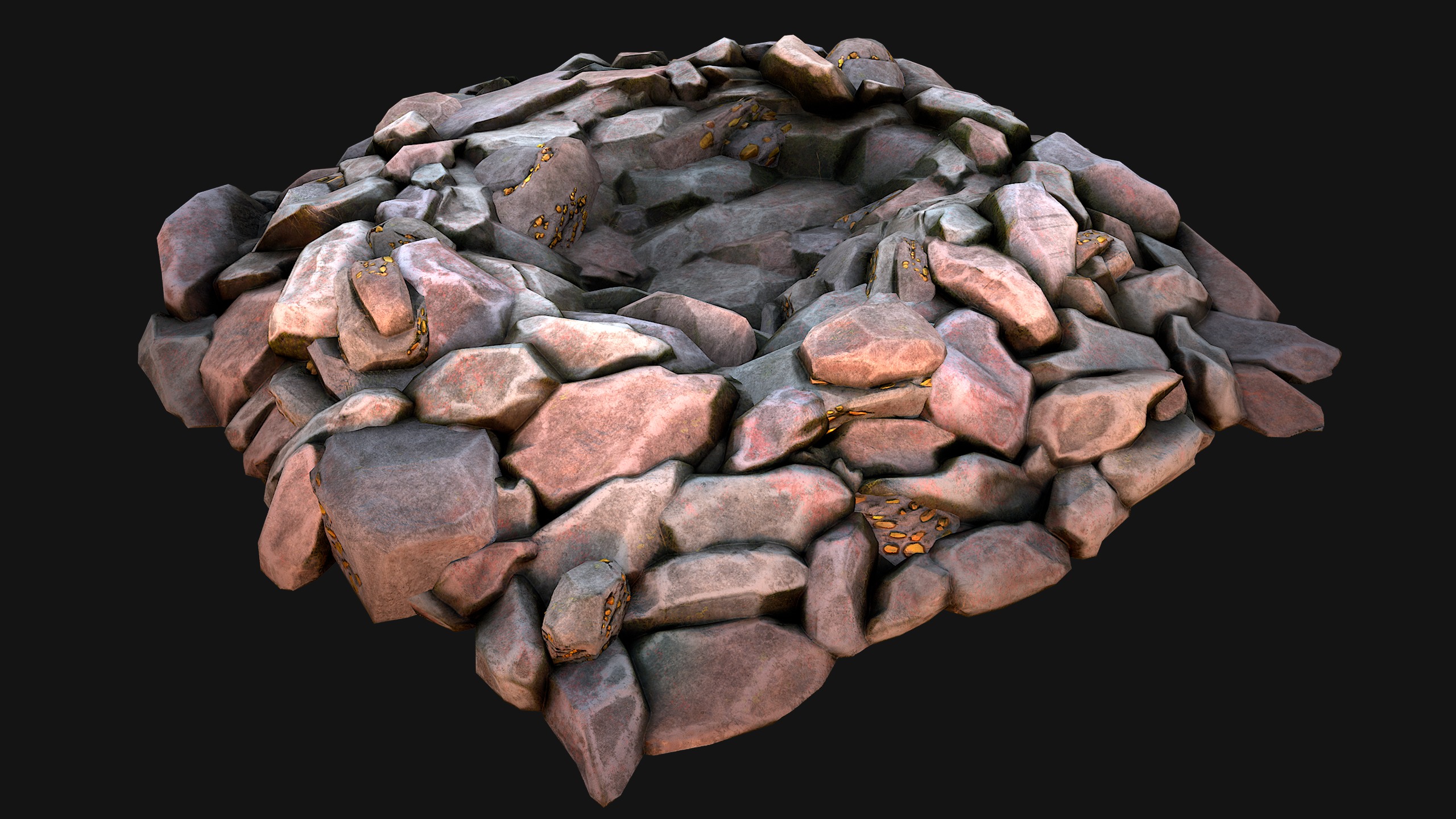 Gold Deposits in the Ground Low-poly 3D model_6