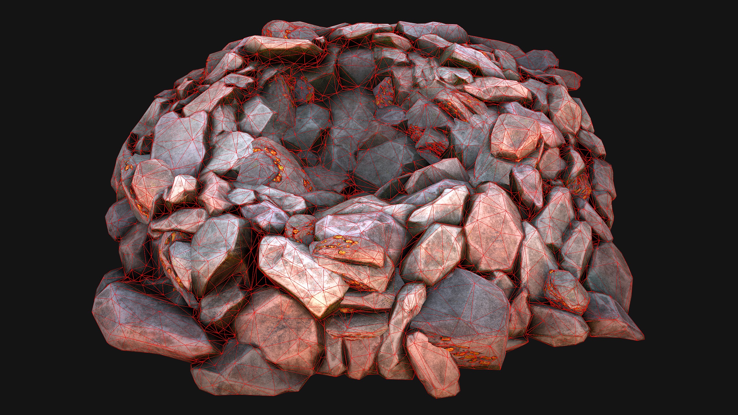 Gold Deposits in the Ground Low-poly 3D model_26